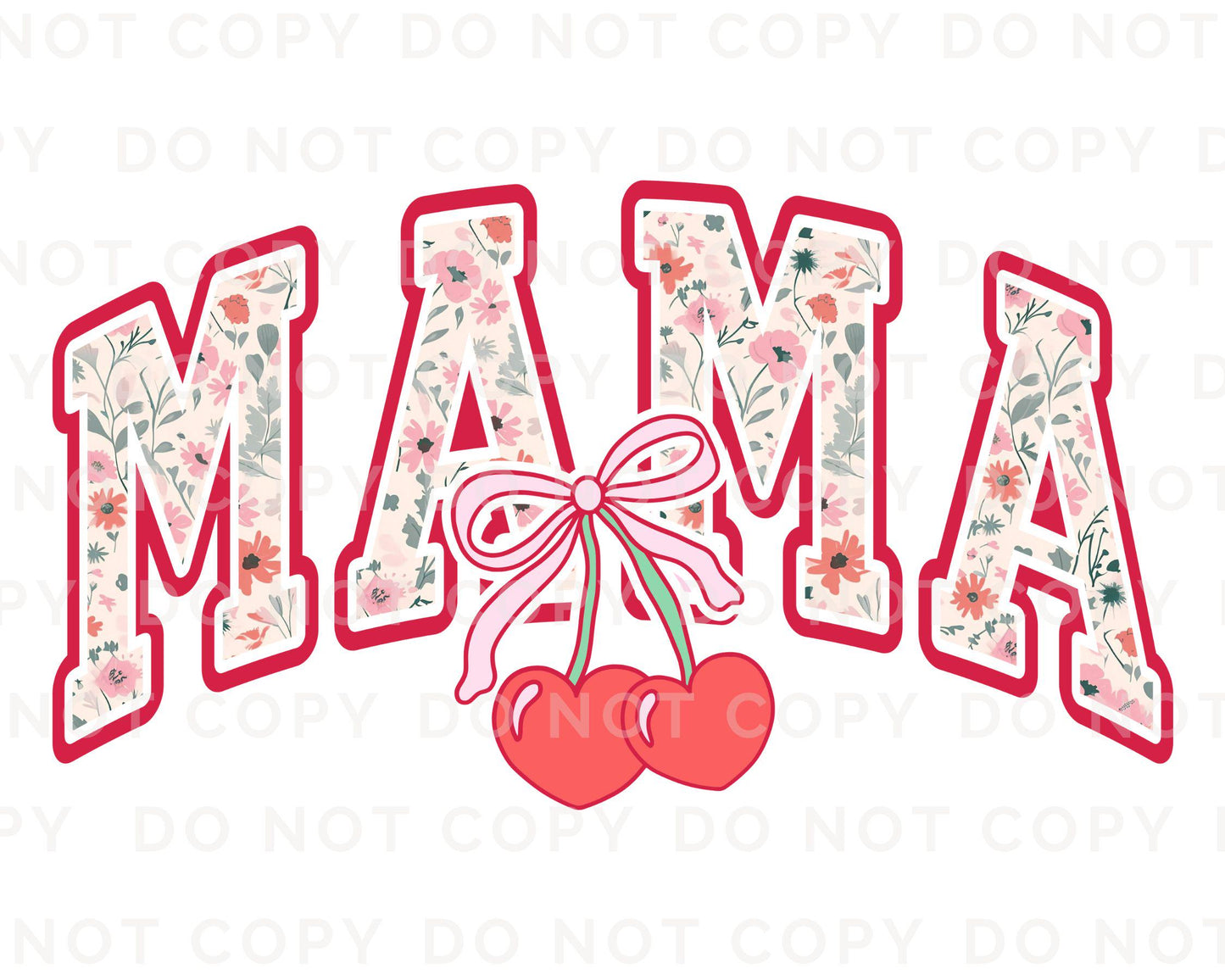Mother's Day DTF Transfers, Ready to Press, T-shirt Transfers, Heat Transfer, Direct to Film, Motherhood, Ribbon, Cherry Bow Coquette Mama