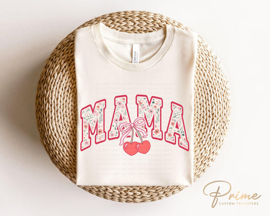 Mother's Day DTF Transfers, Ready to Press, T-shirt Transfers, Heat Transfer, Direct to Film, Motherhood, Ribbon, Cherry Bow Coquette Mama