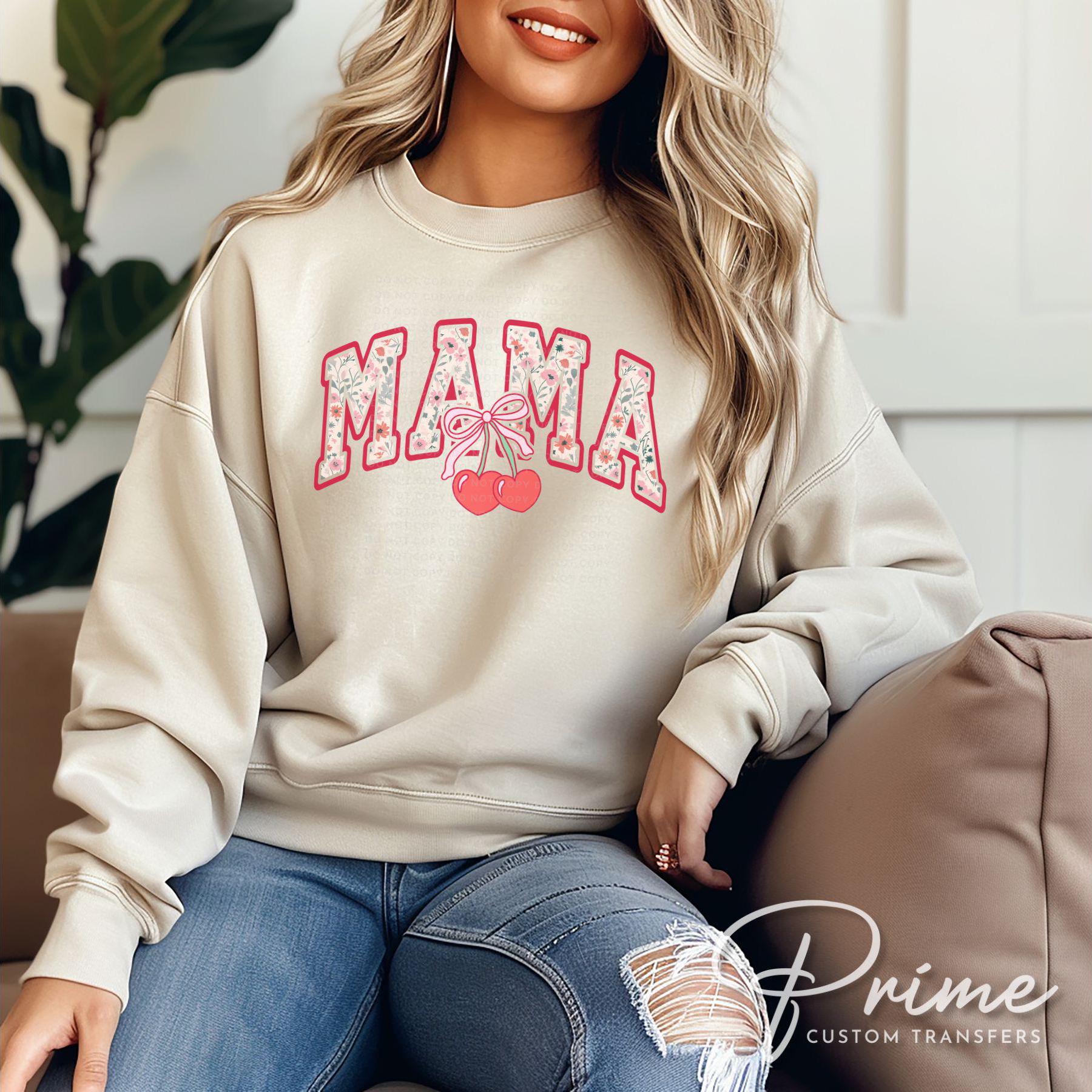 Mother's Day DTF Transfers, Ready to Press, T-shirt Transfers, Heat Transfer, Direct to Film, Motherhood, Ribbon, Cherry Bow Coquette Mama