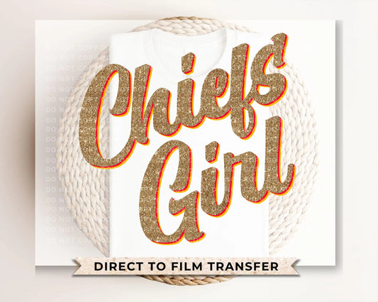 Football DTF Transfers, Ready to Press, T-shirt Transfer, Heat Transfer, Direct to Film, Sports, Vintage, FAUX Glitter, Kansas City Football