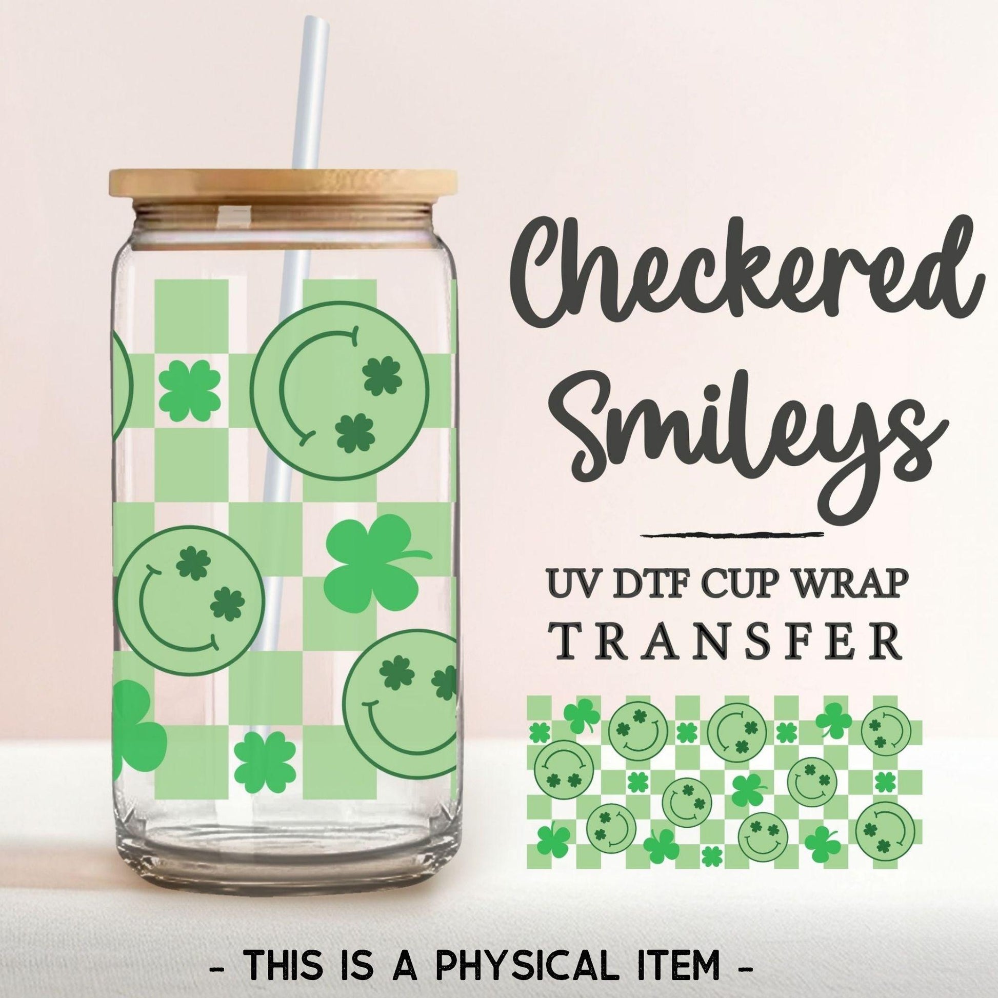 Saint Patrick's Day UV DTF Libbey 16oz Cup Wrap Sticker, Ready to Apply, No Heat, Permanent Adhesive, Waterproof, Glass Can, St Patties