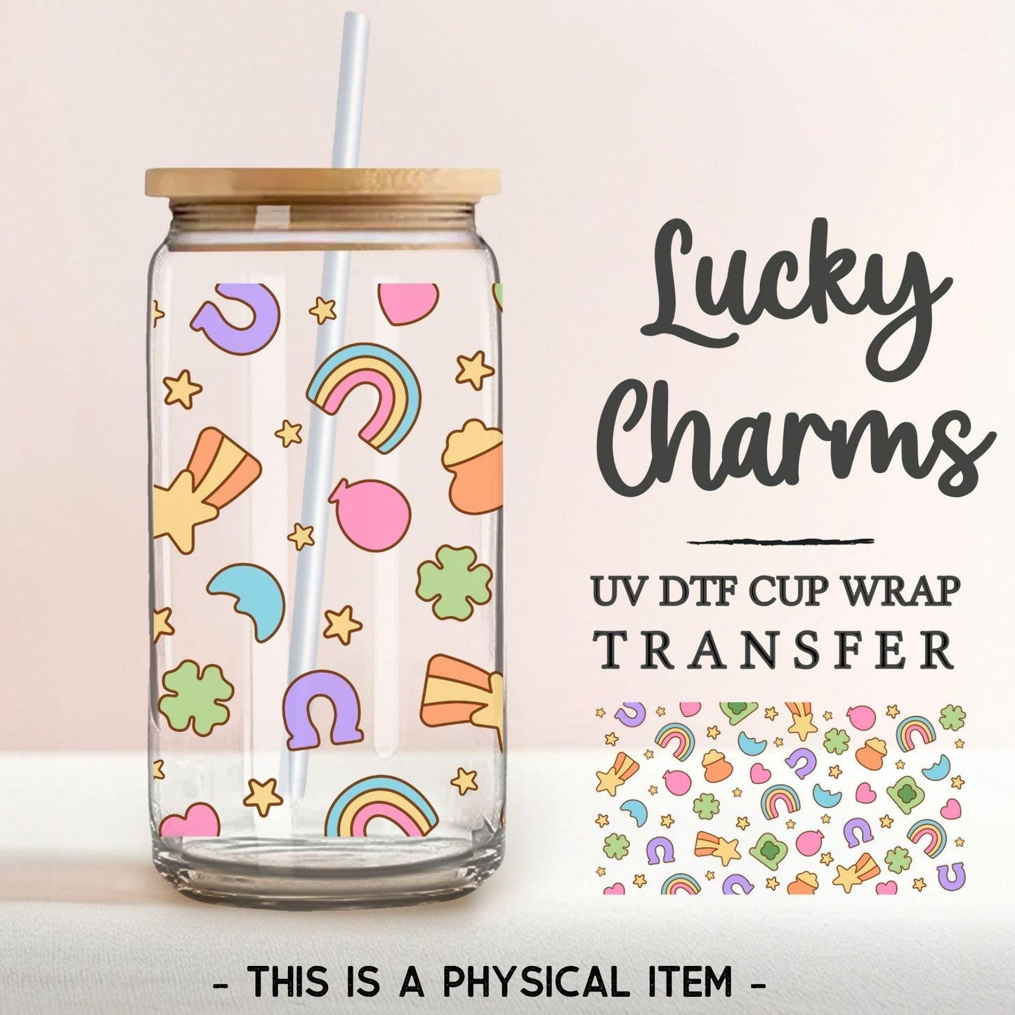 Saint Patrick's Day UV DTF Libbey 16oz Cup Wrap Sticker, Ready to Apply, No Heat, Permanent Adhesive, Waterproof, Glass Can, St Patties