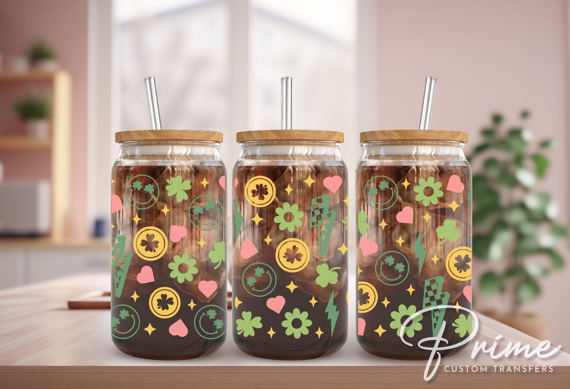 Saint Patrick's Day UV DTF Libbey 16oz Cup Wrap Sticker, Ready to Apply, No Heat, Permanent Adhesive, Waterproof, Glass Can, St Patties