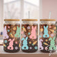 Easter UV DTF Libbey 16oz Cup Wrap Sticker, Ready to Apply, No Heat, Permanent Adhesive, Waterproof, Glass Can Tumbler, Pastel Easter Bunny