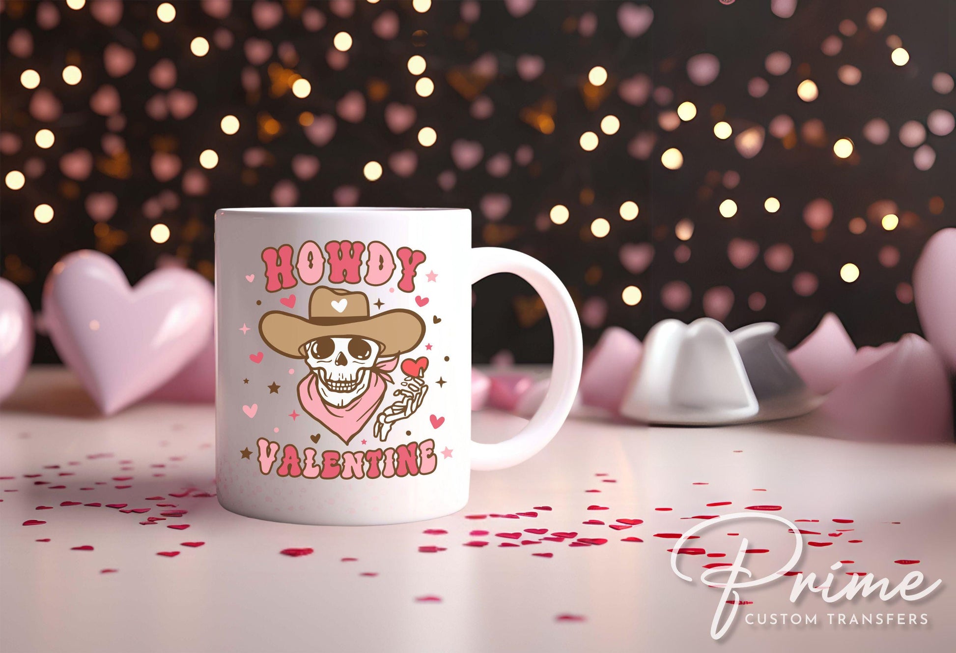 Valentine's Day UV DTF Sticker for Ornaments, Ready to Apply, No Heat Needed, Permanent Adhesive, Waterproof, Decal, Howdy, Skeleton Cowboy