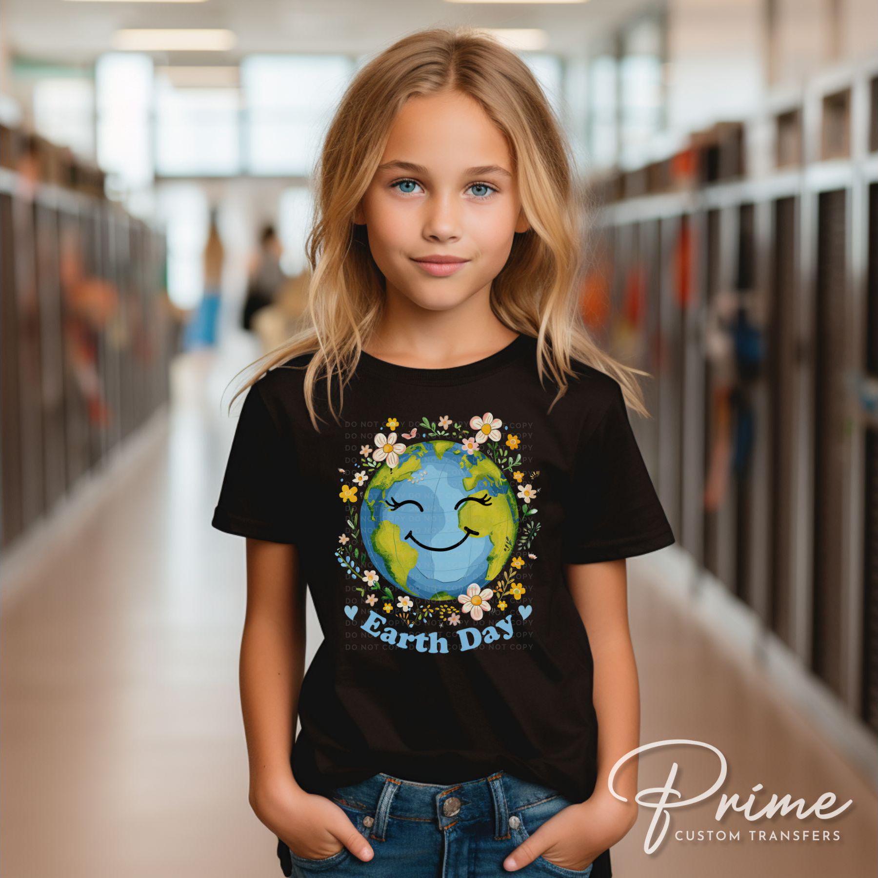 Earth Day DTF Transfers, Ready to Press, T-shirt Transfers, Heat Transfer, Direct to Film, Retro, Mother Nature, Flower, Save The Earth