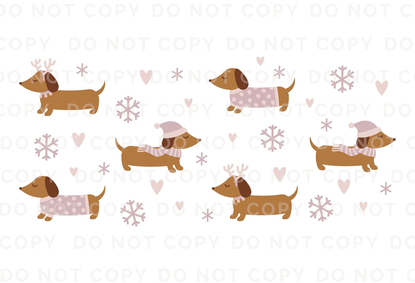 Libbey Cup UV DTF 16oz Libbey Cup Wrap Sticker, Ready To Apply, Direct to Film, Glass Can, Permanent, Winter, Snow, Cute Dogs, Dachshunds