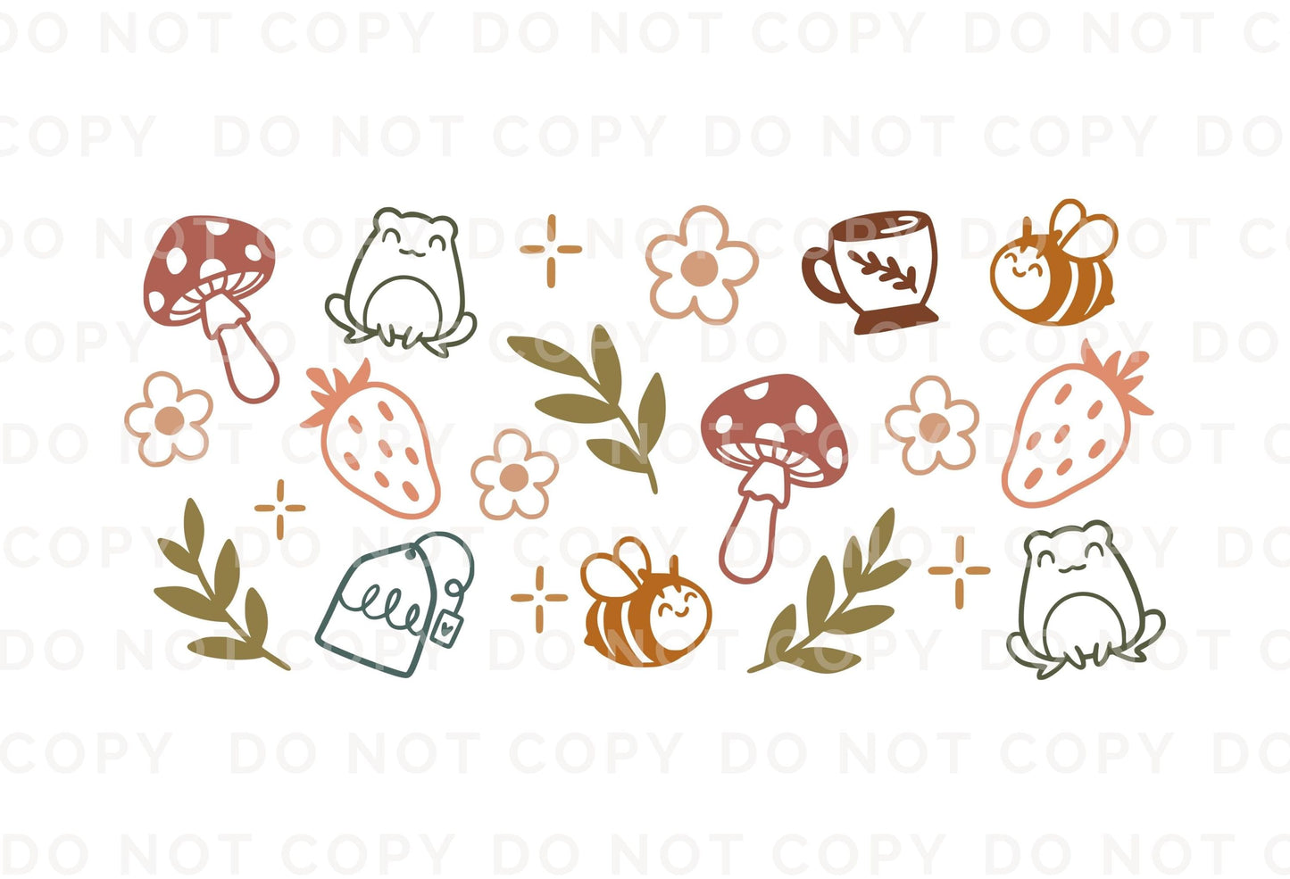 Libbey Cups UV DTF 16oz Libbey Cup Wrap Sticker, Ready To Apply, Direct to Film, Glass Can, Permanent, Autumn, Mushrooms, Woodland Cuties