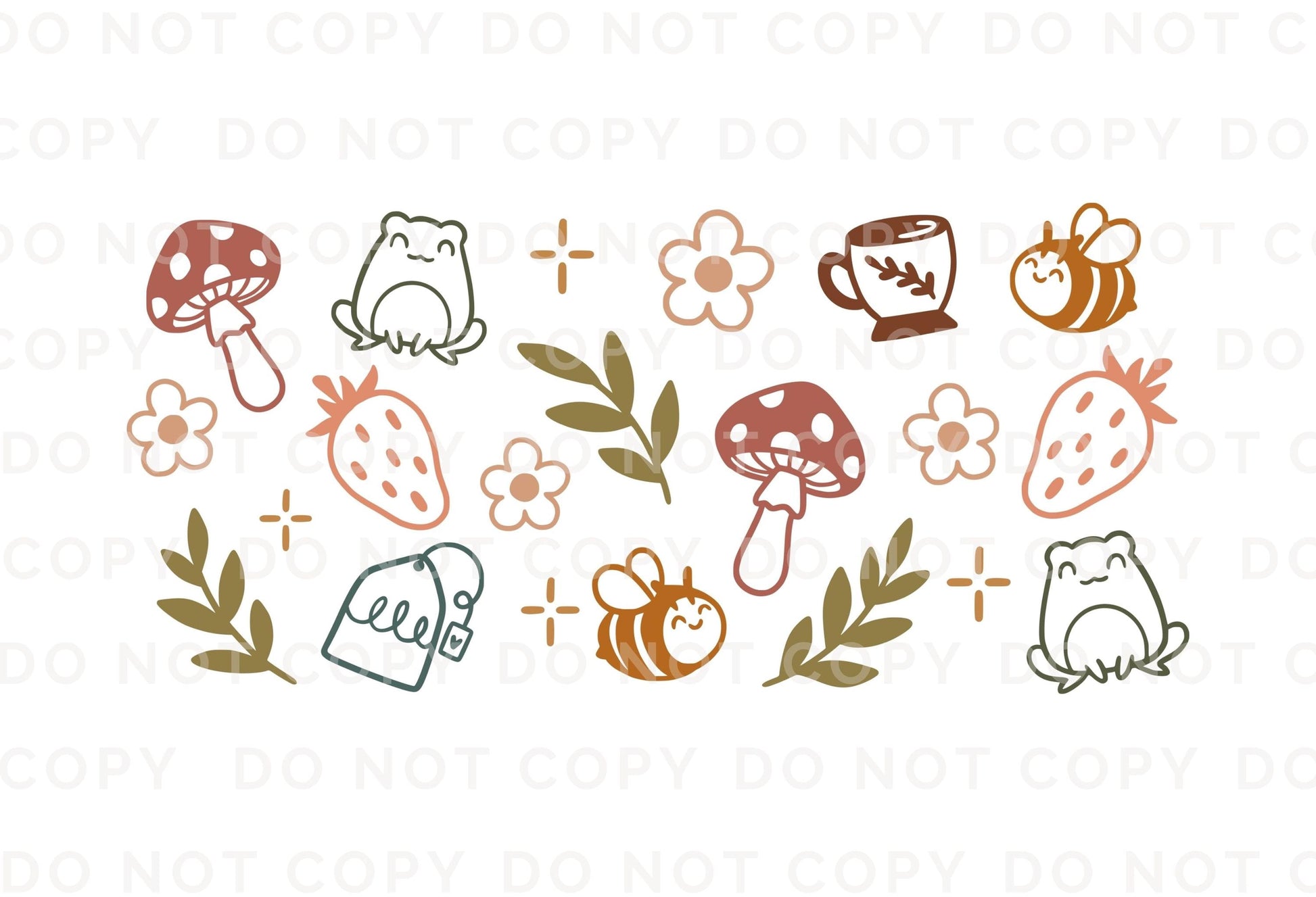 Libbey Cups UV DTF 16oz Libbey Cup Wrap Sticker, Ready To Apply, Direct to Film, Glass Can, Permanent, Autumn, Mushrooms, Woodland Cuties