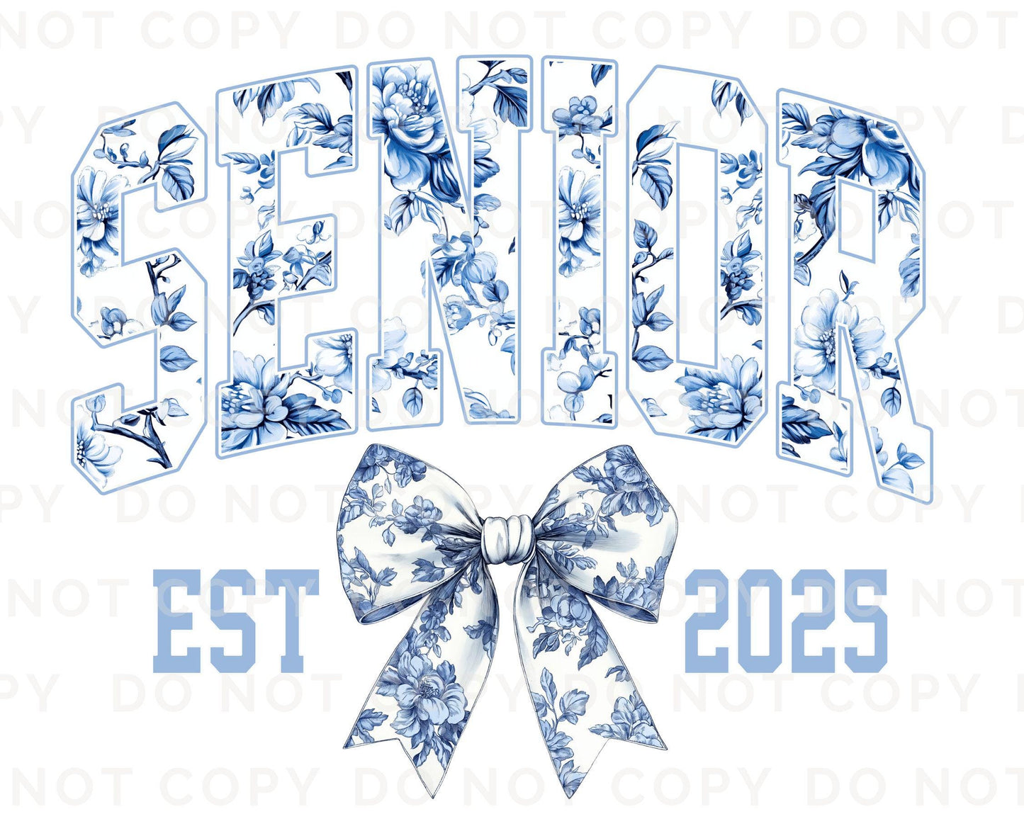 School DTF, Ready to Press, DIY T-shirt, Heat Transfer, Direct to Film, Pink Bow, High School Graduation, Blue Coquette Senior Class 2025