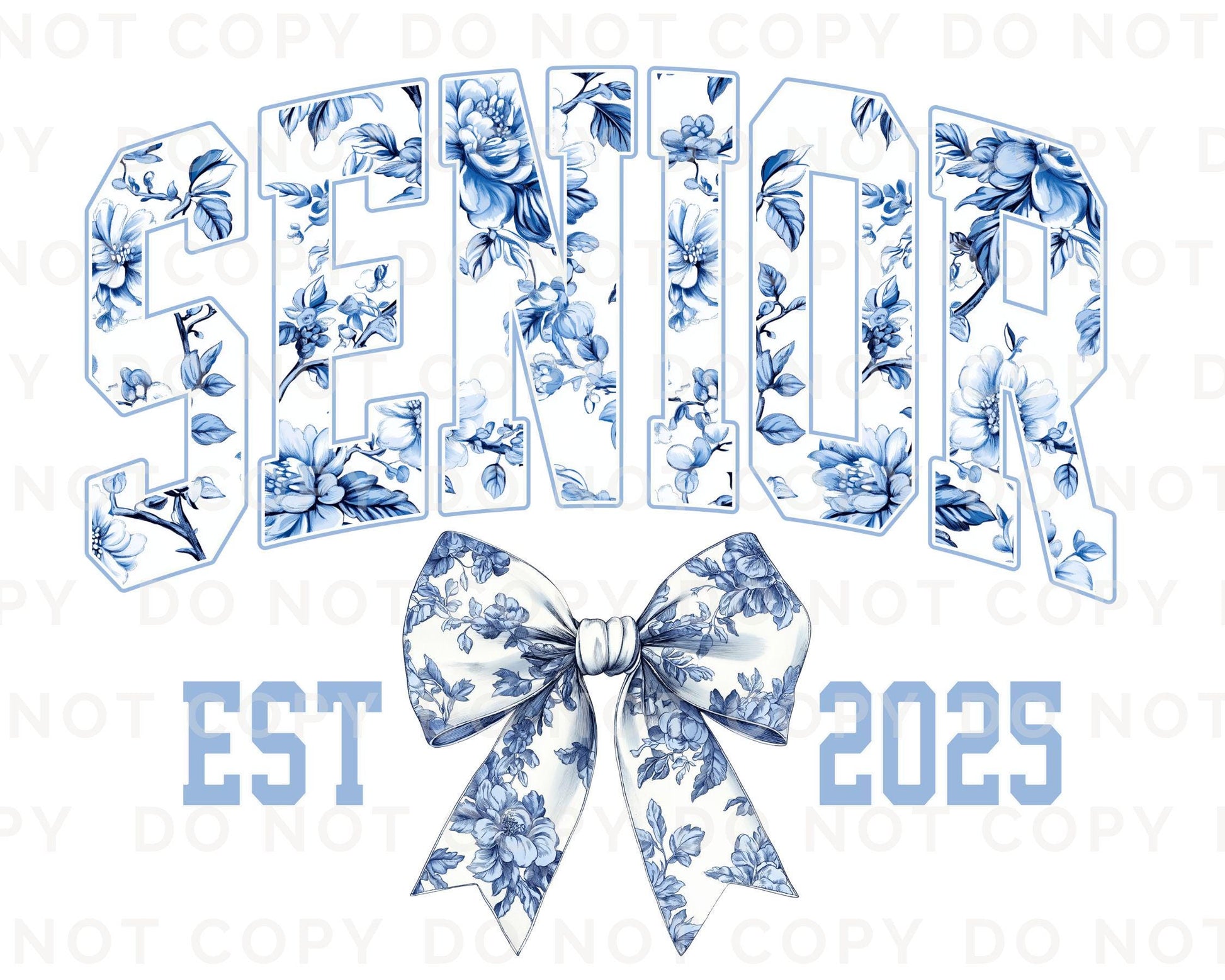 School DTF, Ready to Press, DIY T-shirt, Heat Transfer, Direct to Film, Pink Bow, High School Graduation, Blue Coquette Senior Class 2025