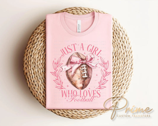 Football DTF Transfers, Ready to Press, T-shirt Transfers, Heat Transfer, Direct to Film, Sports Mom, Game Day, Coquette Football Pink Bow
