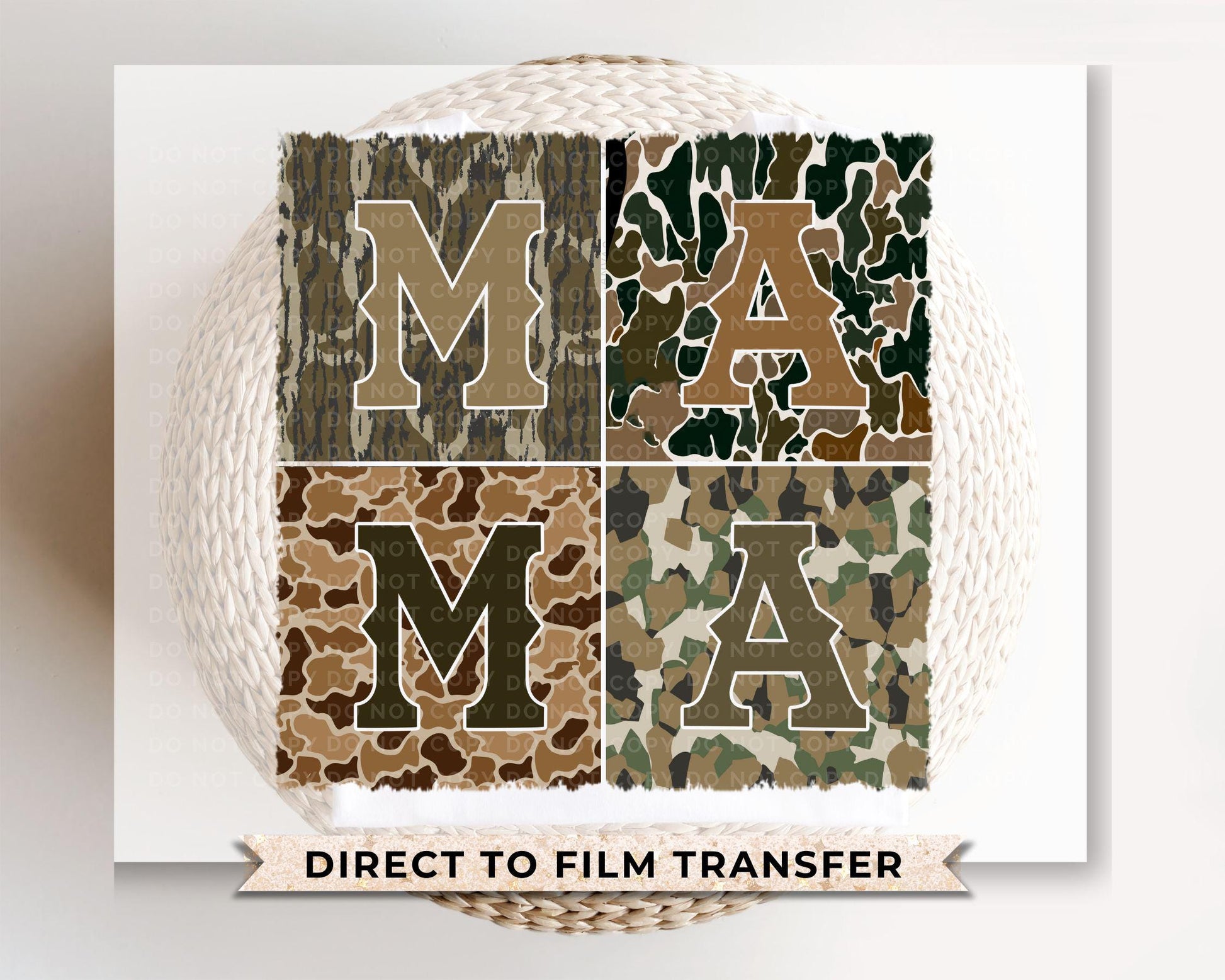 Mother's Day DTF Transfer, Ready to Press, T-shirt Transfer, Heat Transfer, Direct to Film, Hunting Mama Camo, Trendy Aesthetic, Camouflage