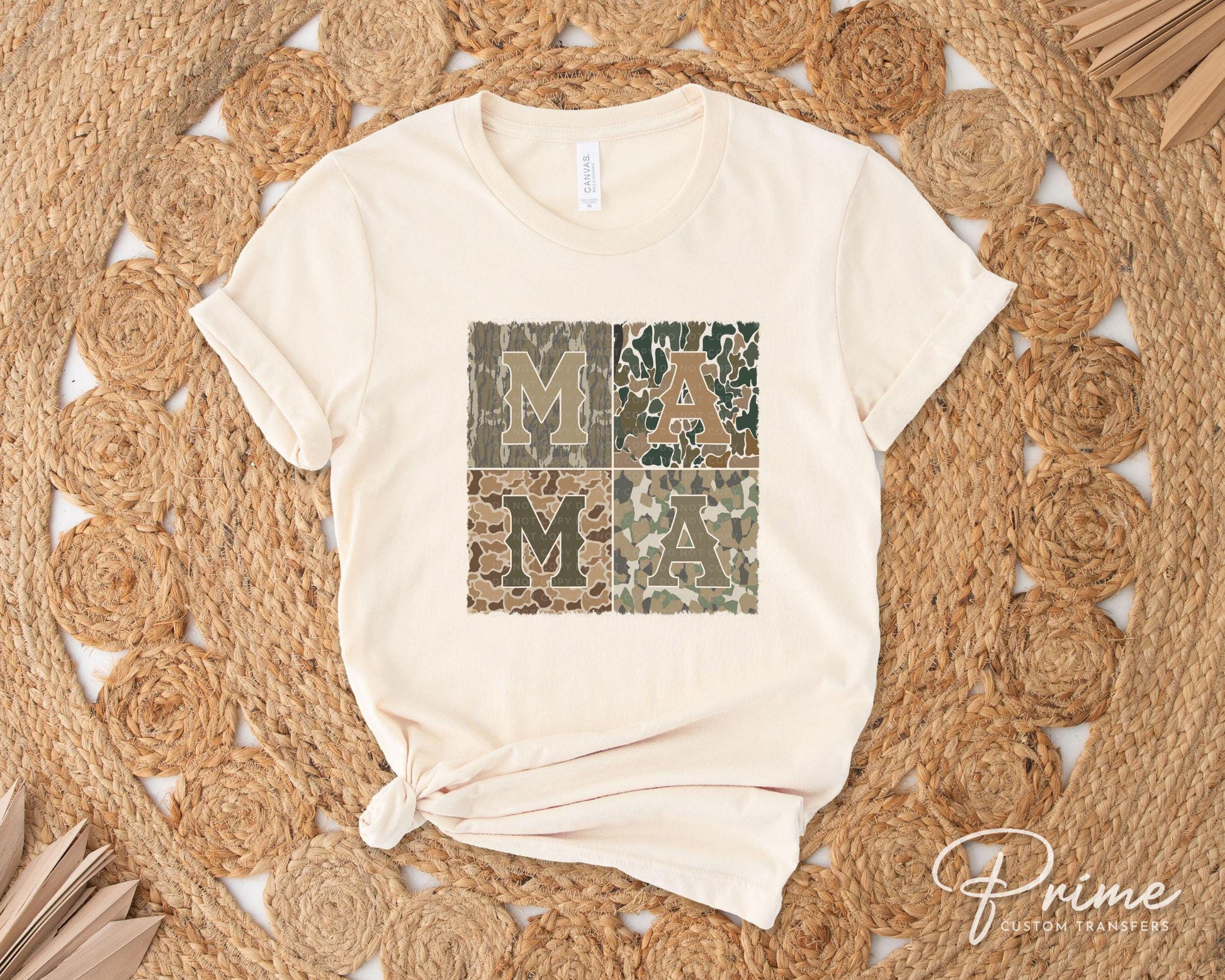 Mother's Day DTF Transfer, Ready to Press, T-shirt Transfer, Heat Transfer, Direct to Film, Hunting Mama Camo, Trendy Aesthetic, Camouflage