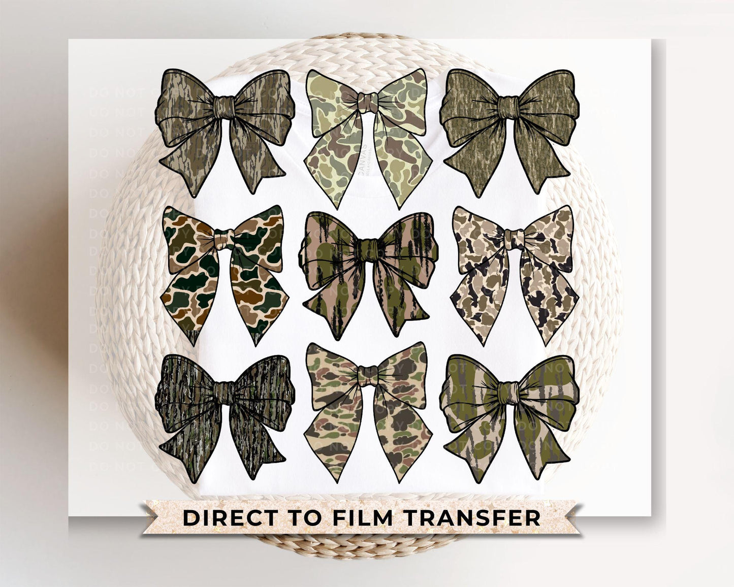 Mother's Day DTF Transfer, Ready to Press, T-shirt Transfer, Heat Transfer, Direct to Film, Hunting Mama Camo, Trendy, Camouflage Bows