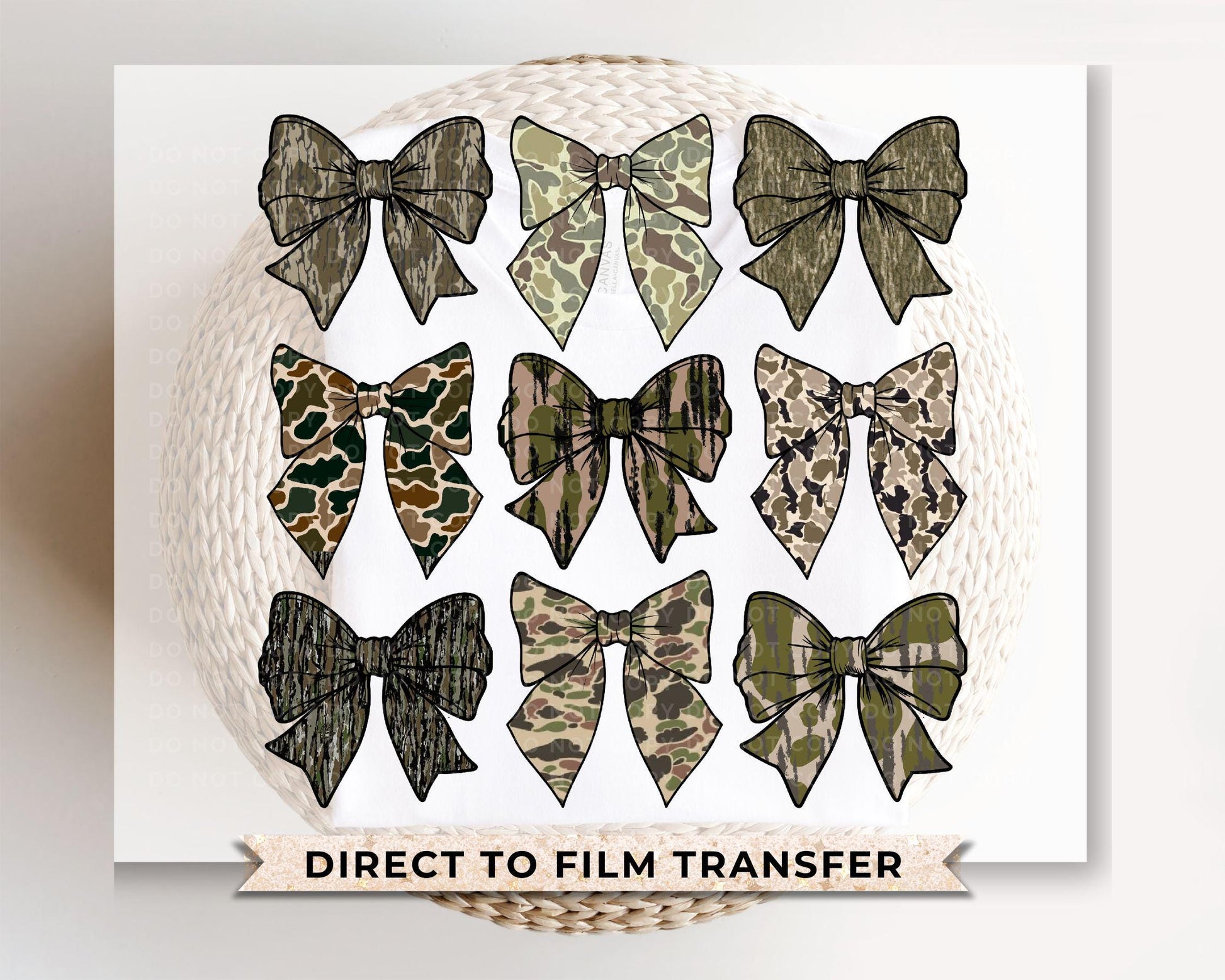 Mother's Day DTF Transfer, Ready to Press, T-shirt Transfer, Heat Transfer, Direct to Film, Hunting Mama Camo, Trendy, Camouflage Bows