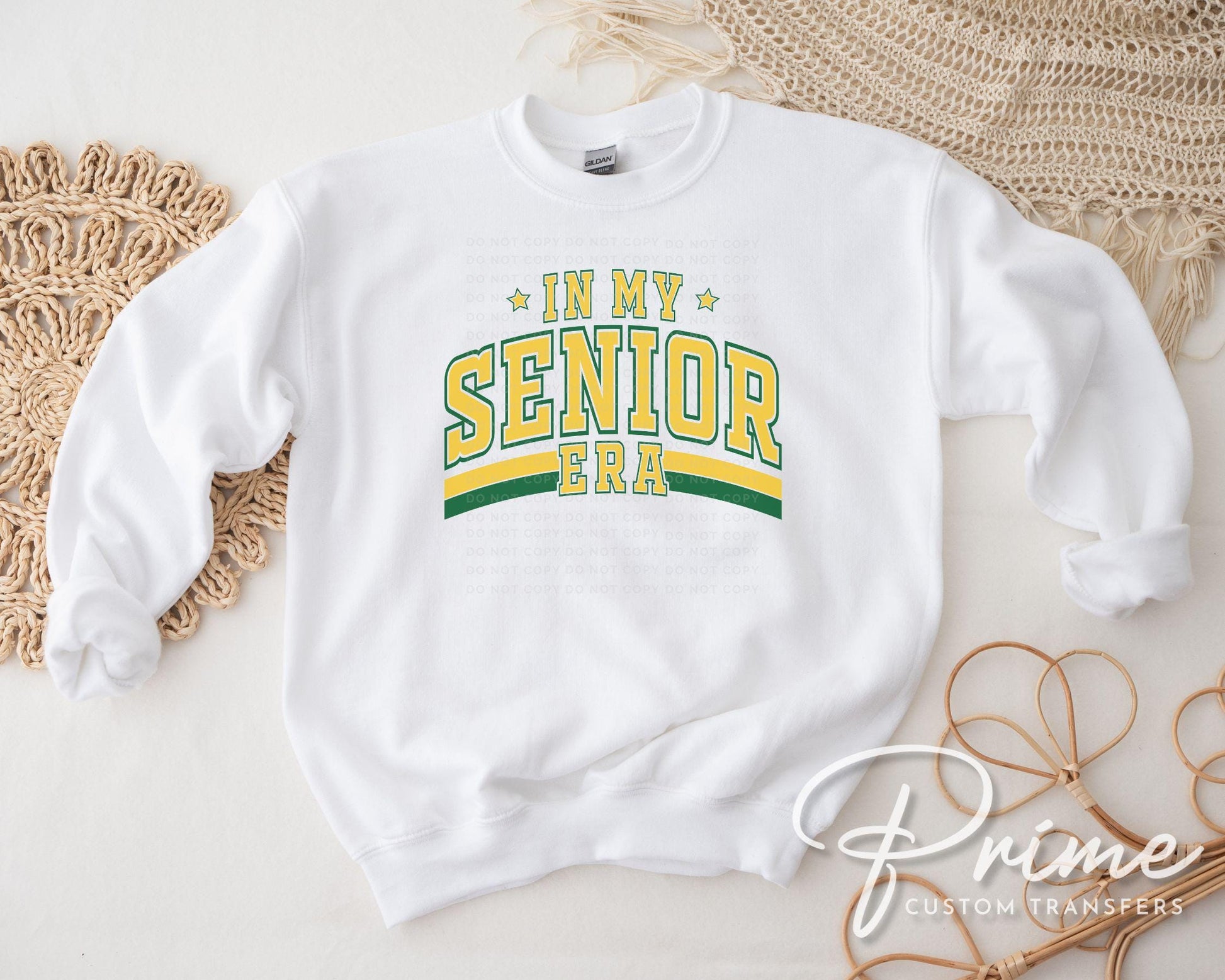 School DTF Transfer, Ready to Press, T-shirt Transfer, Direct to Film, High School Graduation Senior Class 2025, Senior Era Yellow and Green