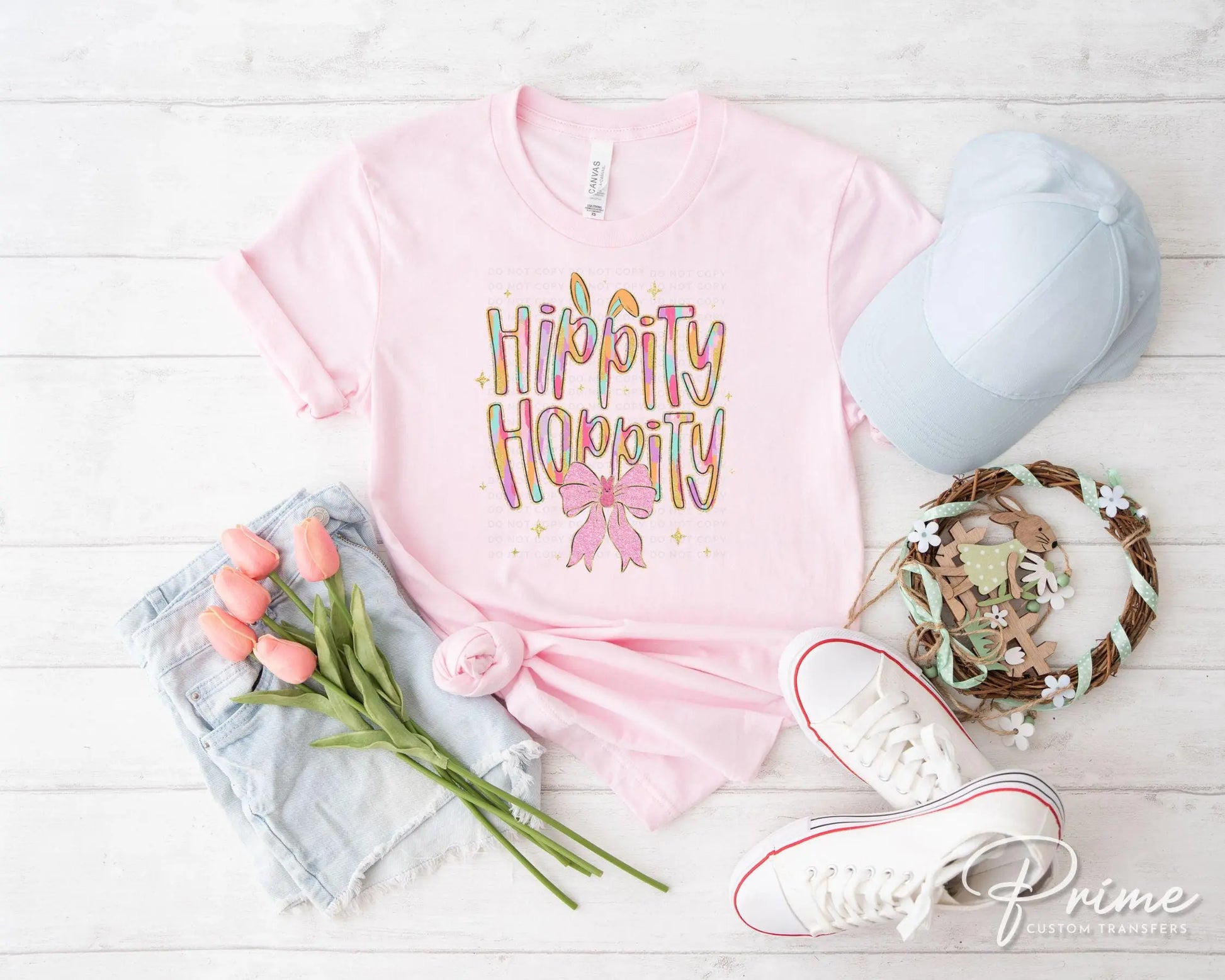 Easter DTF Transfers, Ready to Press, T-shirt Transfers, Heat Transfer, Direct to Film, Faux Glitter, Bunny, Brushstroke, Girly Coquette Bow