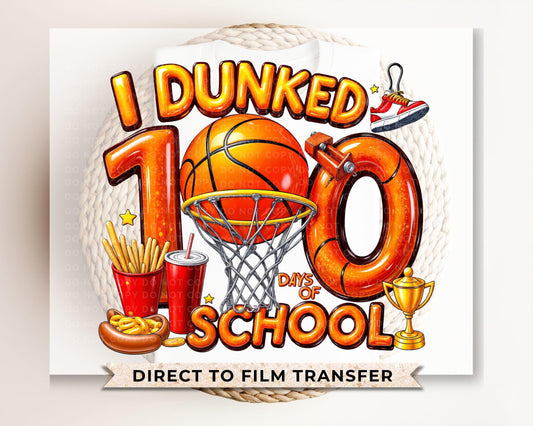School DTF, Ready to Press, DIY T-shirt, Heat Transfer, Direct to Film, Preschool, Basketball, Sports, Boy, Teacher, 100 Days of School