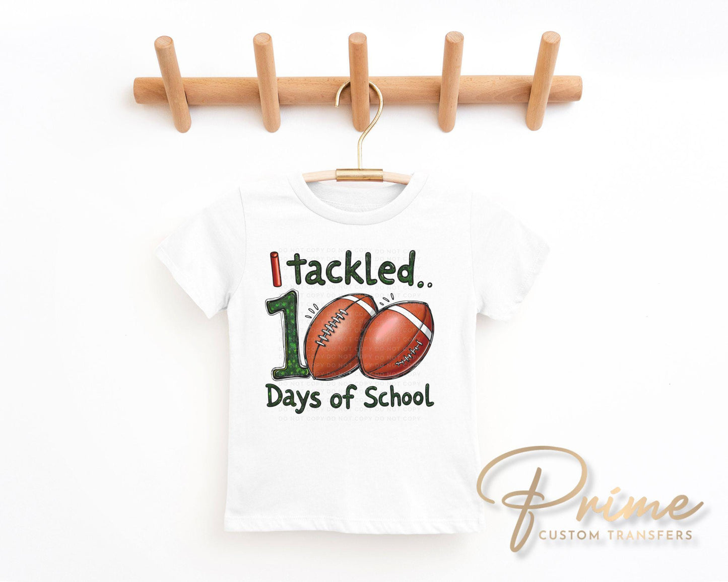School DTF, Ready to Press, DIY T-shirt, Heat Transfer, Direct to Film, Preschool, Pre-K, Teacher, Sports, Boy Football 100 Days of School