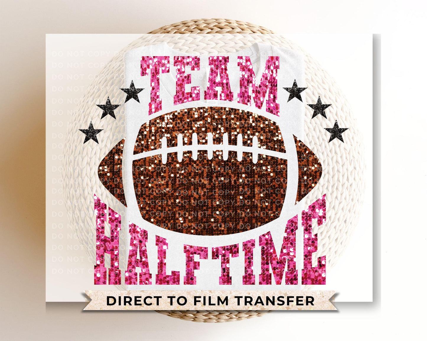 Football DTF Transfers, Ready to Press, T-shirt Transfer, Heat Transfer, Direct to Film, Sports Fan, Faux Sequin, Glitter, Team Half Time