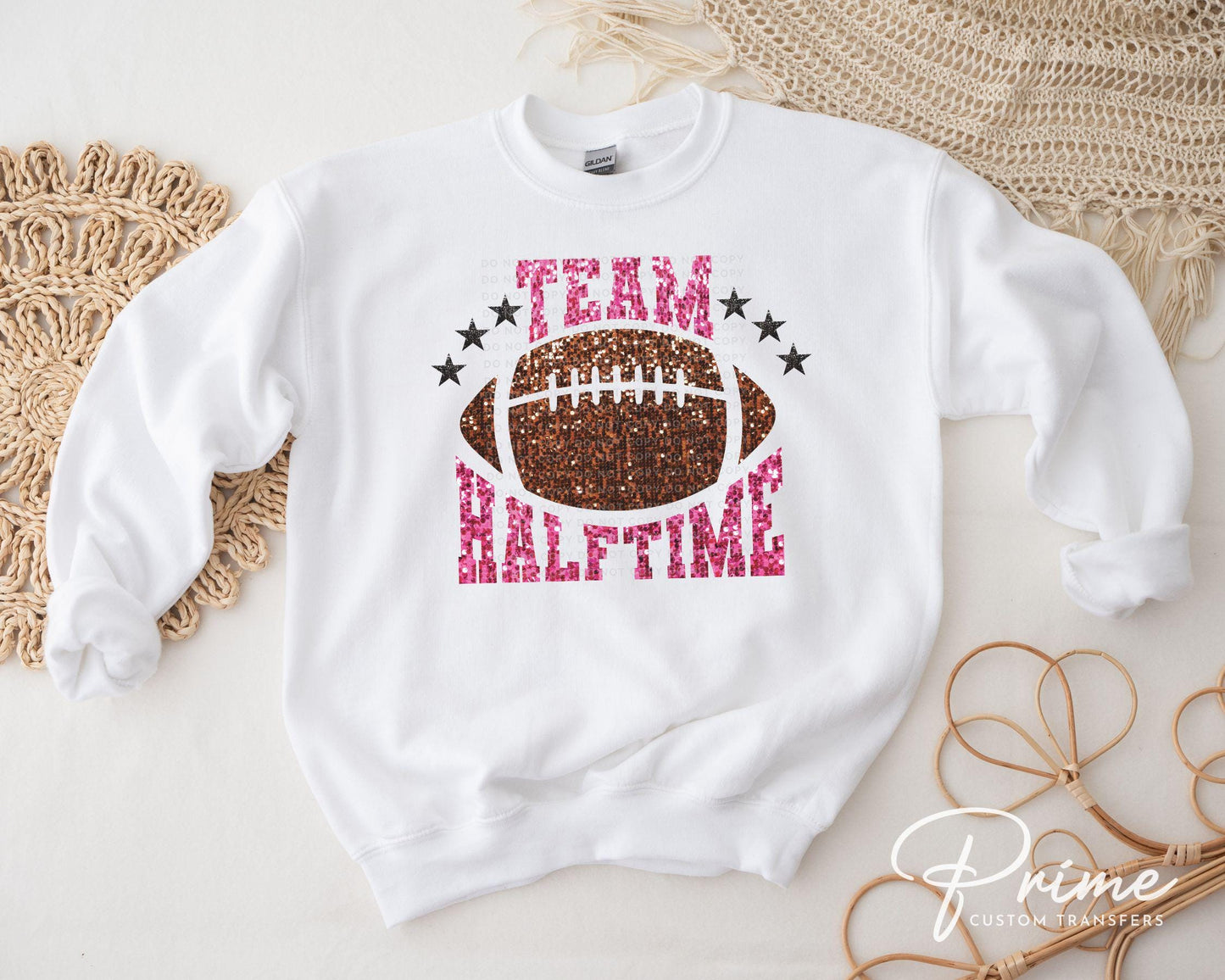 Football DTF Transfers, Ready to Press, T-shirt Transfer, Heat Transfer, Direct to Film, Sports Fan, Faux Sequin, Glitter, Team Half Time