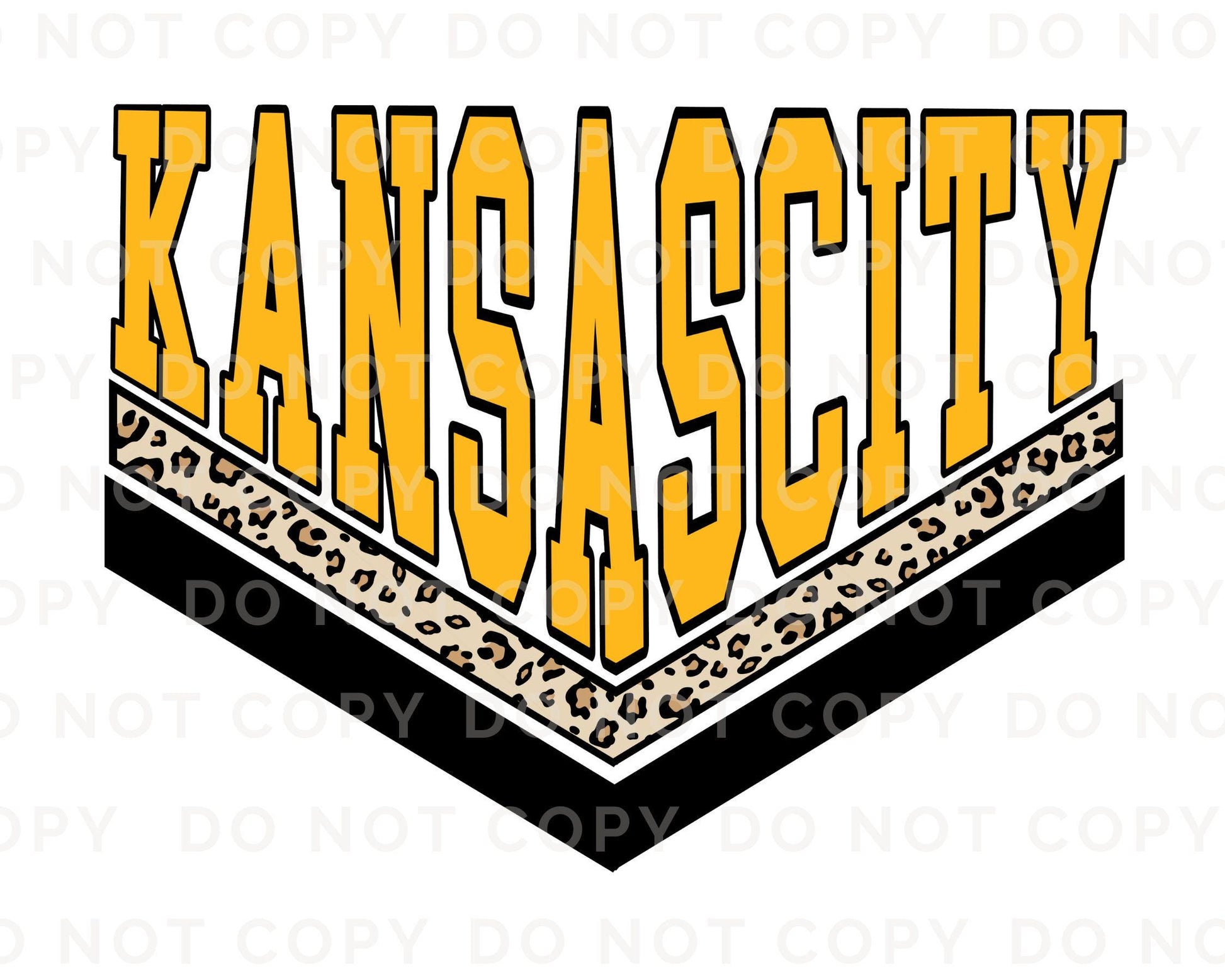 Football DTF Transfers, Ready to Press, T-shirt Transfer, Heat Transfer, Direct to Film, Sports Fan, Game Day, Kansas City Leopard with Gold