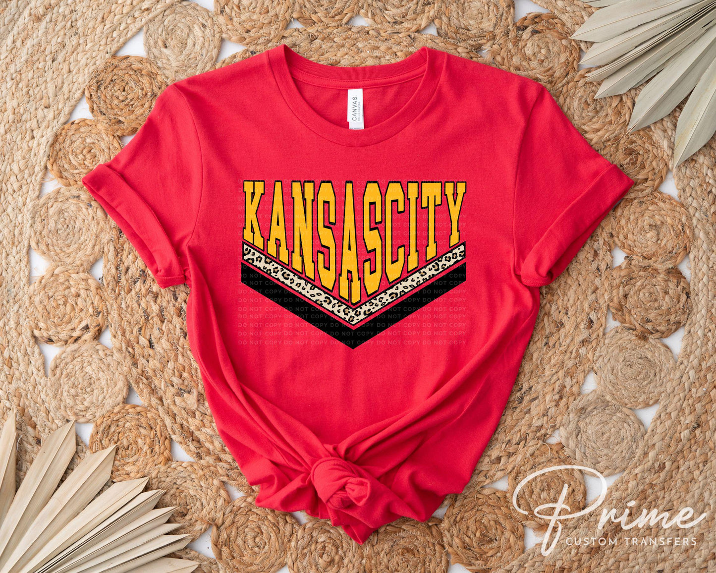 Football DTF Transfers, Ready to Press, T-shirt Transfer, Heat Transfer, Direct to Film, Sports Fan, Game Day, Kansas City Leopard with Gold