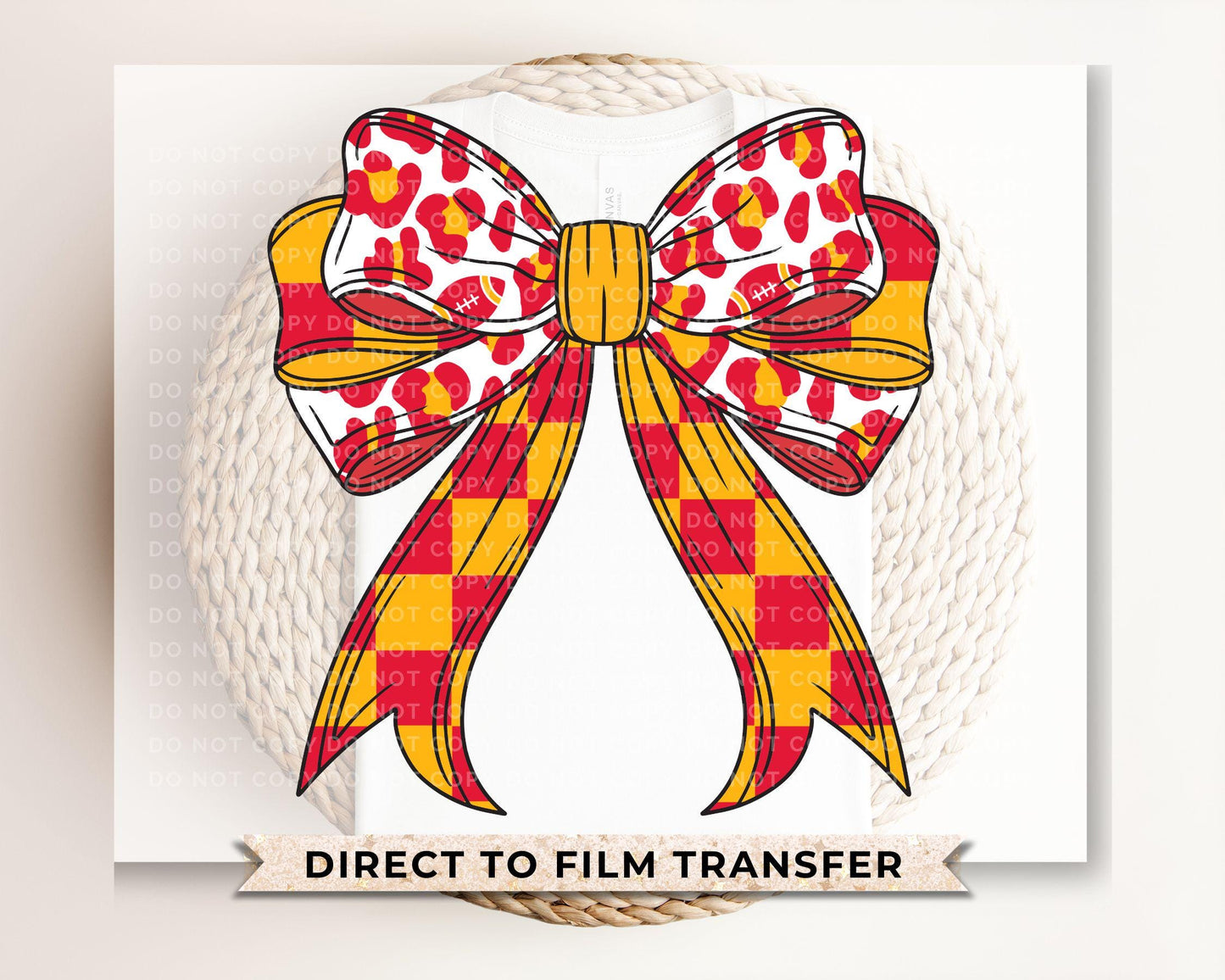 Football DTF Transfers, Ready to Press, T-shirt Transfer, Heat Transfer, Direct to Film, Sports Fan, Game Day, Kansas City Coquette Bow