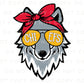 Football DTF Transfers, Ready to Press, T-shirt Transfer, Heat Transfer, Direct to Film, Sports, KC Football Fan Red Gold Girl Wolf Mascot