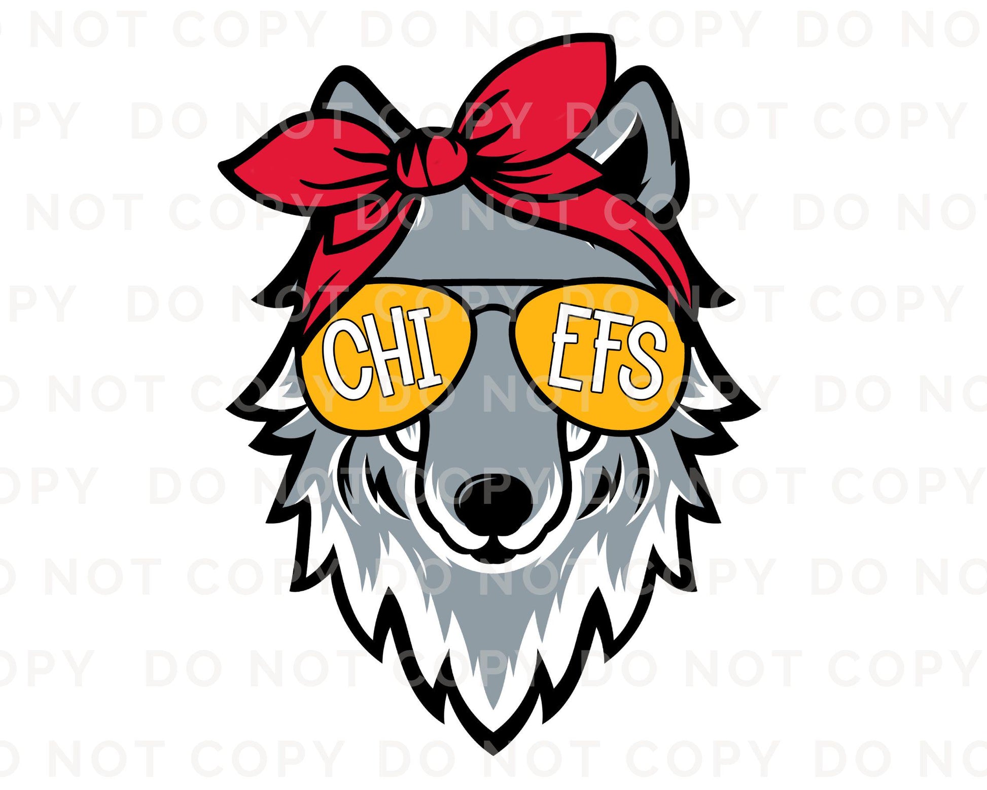 Football DTF Transfers, Ready to Press, T-shirt Transfer, Heat Transfer, Direct to Film, Sports, KC Football Fan Red Gold Girl Wolf Mascot