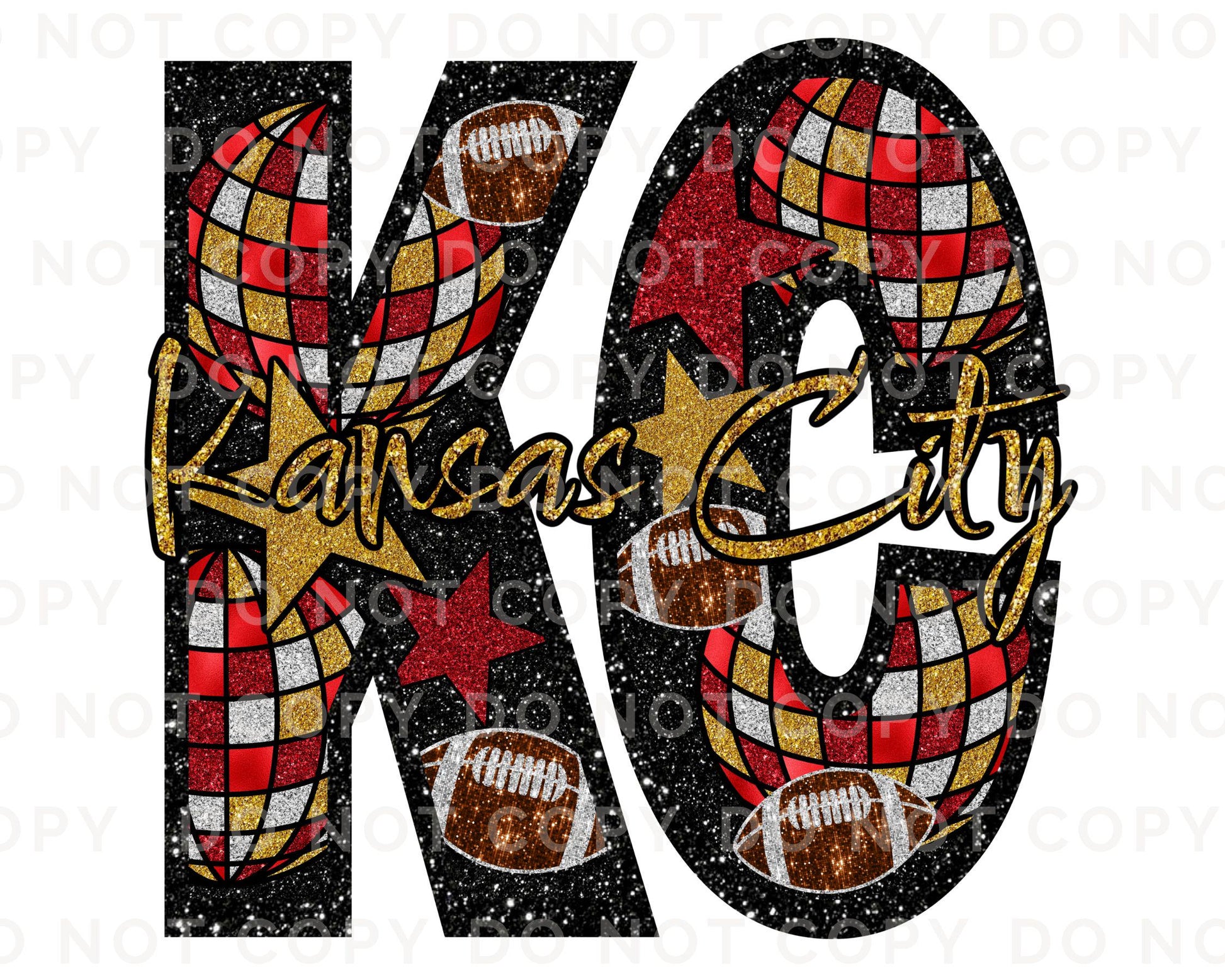 Football DTF Transfer, Ready to Press, T-shirt Transfer, Heat Transfer, Direct to Film, KC Sports Fan, Red Gold Kansas City Football Fans