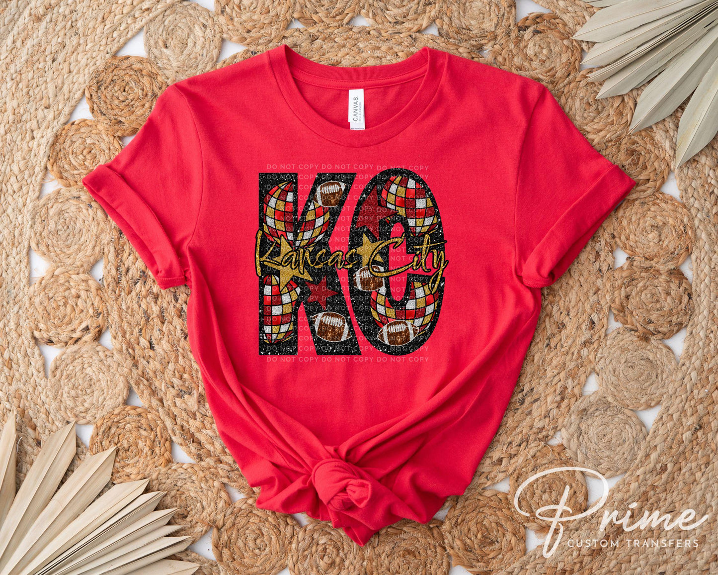 Football DTF Transfer, Ready to Press, T-shirt Transfer, Heat Transfer, Direct to Film, KC Sports Fan, Red Gold Kansas City Football Fans