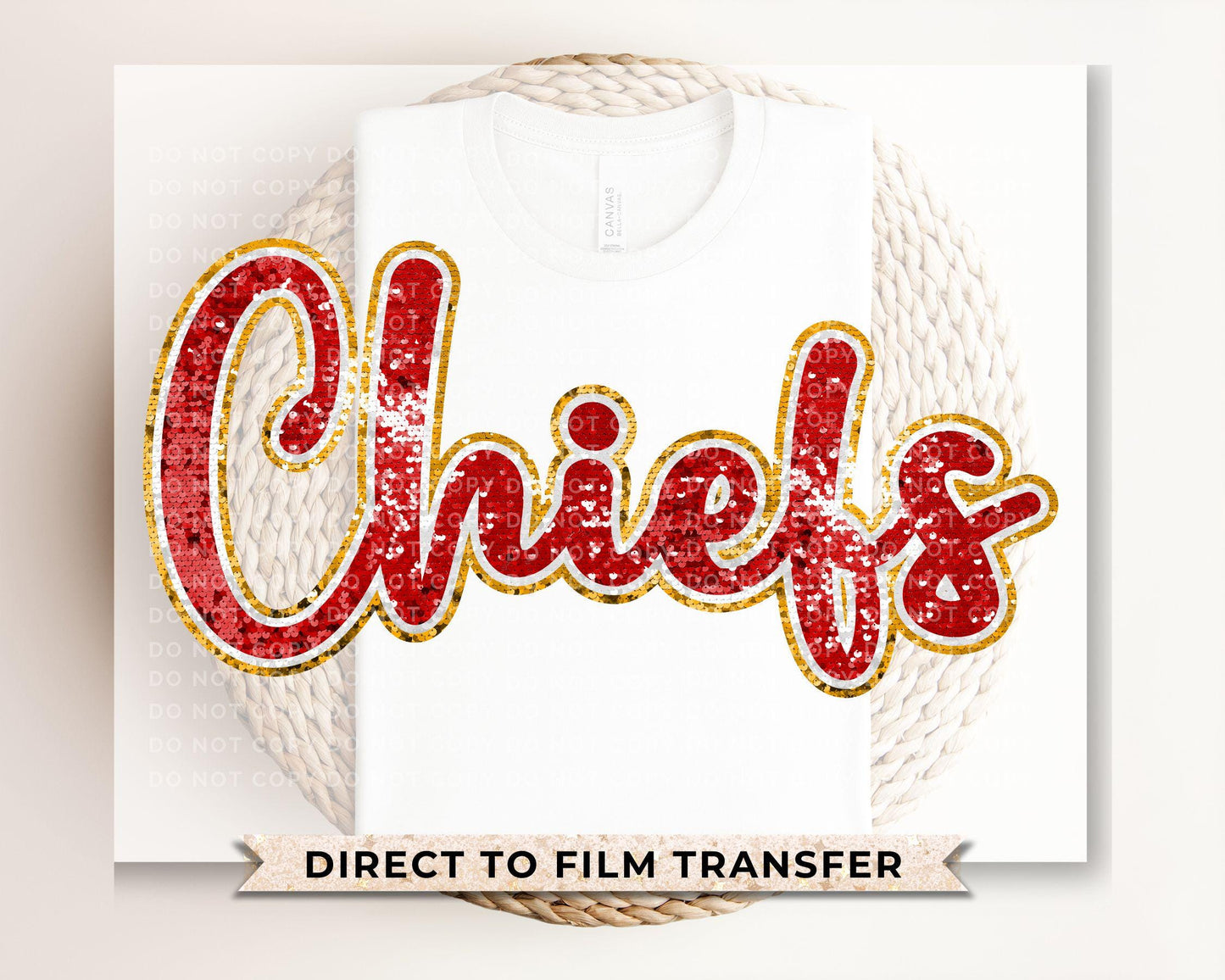 Football DTF Transfers, Ready to Press, T-shirt Transfer, Heat Transfer, Direct to Film, Sports, Glitter, FAUX Sequins, Kansas City Football