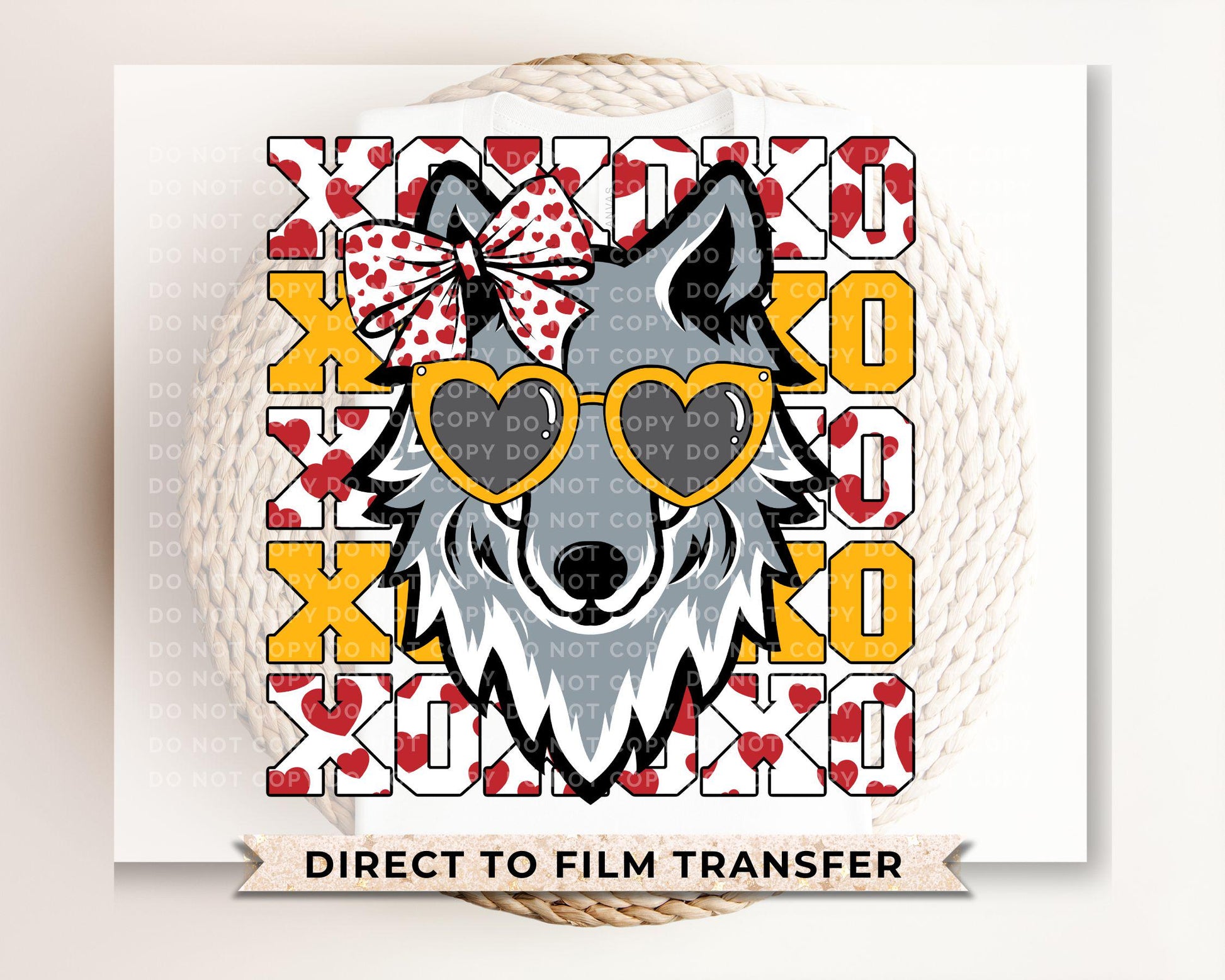 Football DTF Transfers, Ready to Press, T-shirt Transfer, Heat Transfer, Direct to Film, Kansas City, Hearts, Wolf, XOXO KC Football