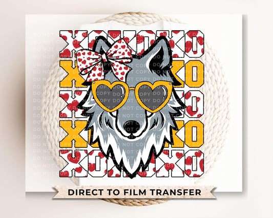 Football DTF Transfers, Ready to Press, T-shirt Transfer, Heat Transfer, Direct to Film, Kansas City, Hearts, Wolf, XOXO KC Football