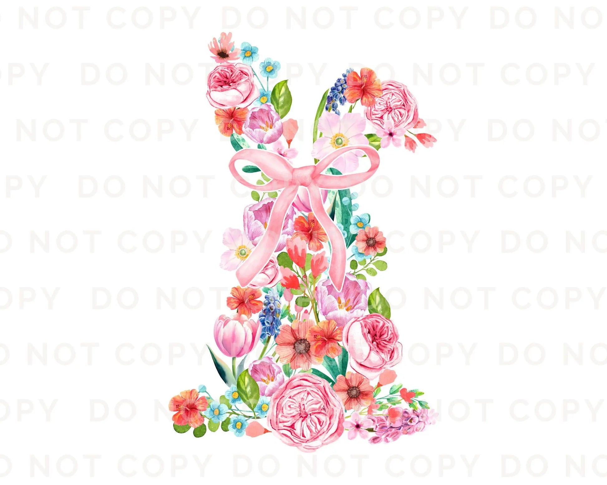 Easter DTF Transfer, Ready to Press, T-shirt Transfer, Heat Transfer, Direct to Film, Spring, Watercolor Floral Easter Coquette Easter Bunny