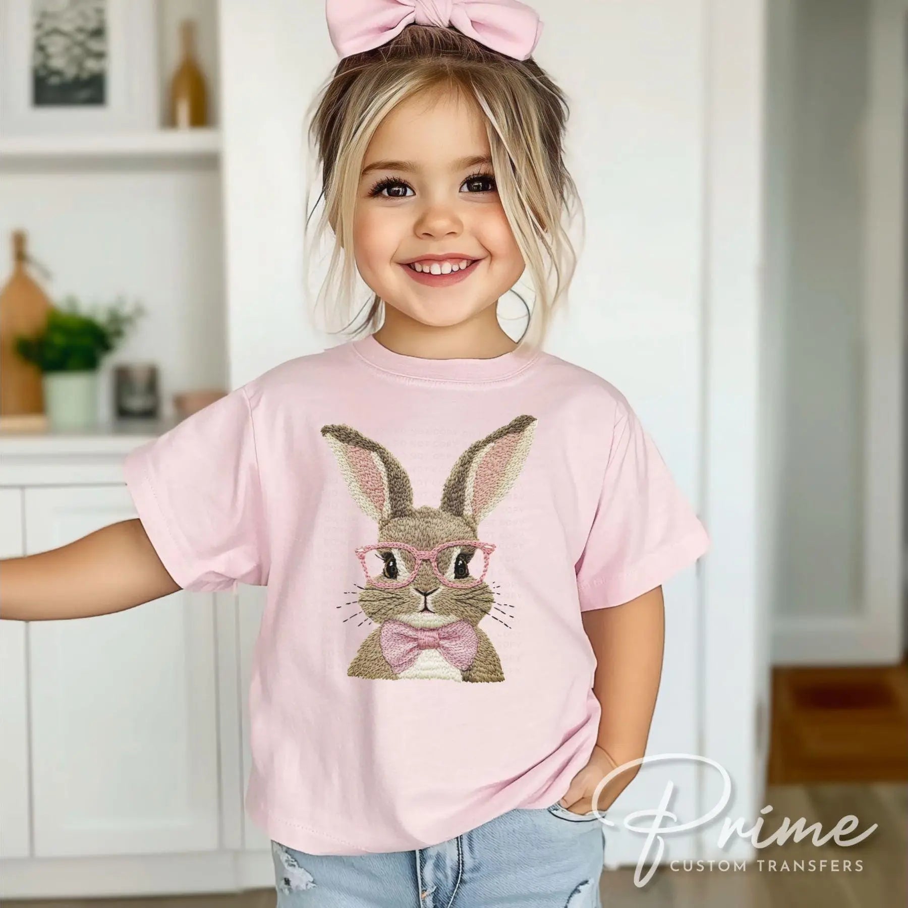 Easter DTF Transfer, Ready to Press, T-shirt Transfer, Heat Transfer, Direct to Film, Holiday, Sunglasses, Cute Faux Embroidery Easter Bunny