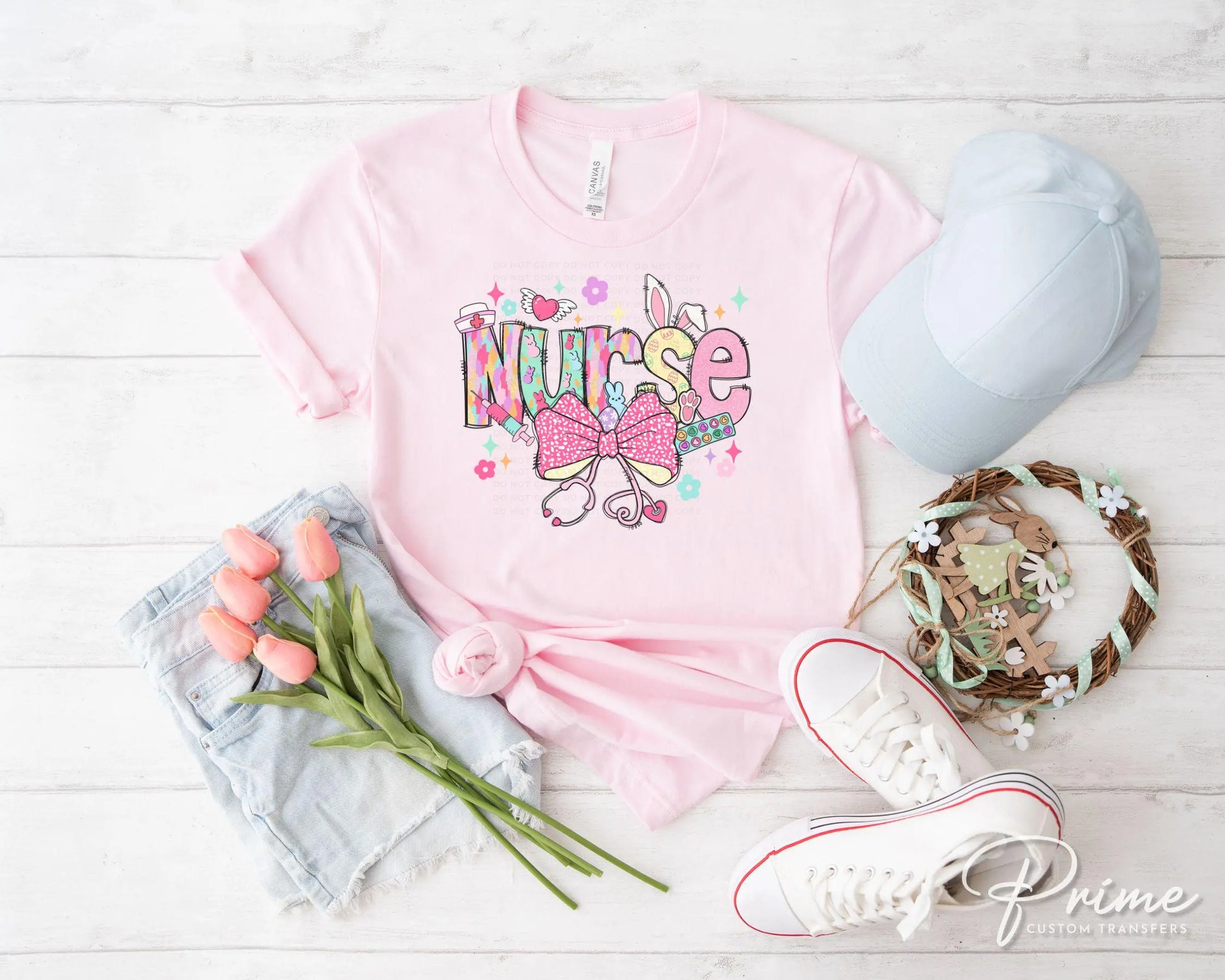 Easter DTF Transfer, Ready to Press, T-shirt Transfer, Heat Transfer, Direct to Film, Holiday, Pink, CNA, Nurse Gift, Coquette Nurse Easter