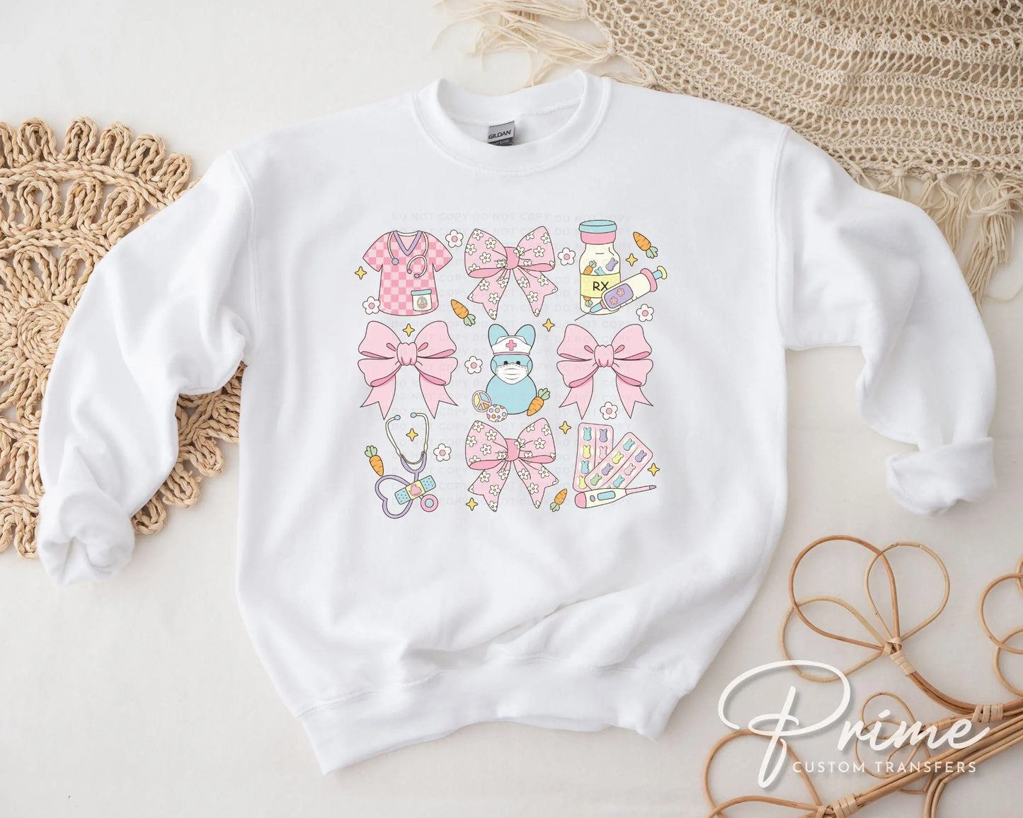 Easter DTF Transfer, Ready to Press, T-shirt Transfer, Heat Transfer, Direct to Film, Holiday, Pink, CNA, Nurse Gift, Coquette Nurse Easter
