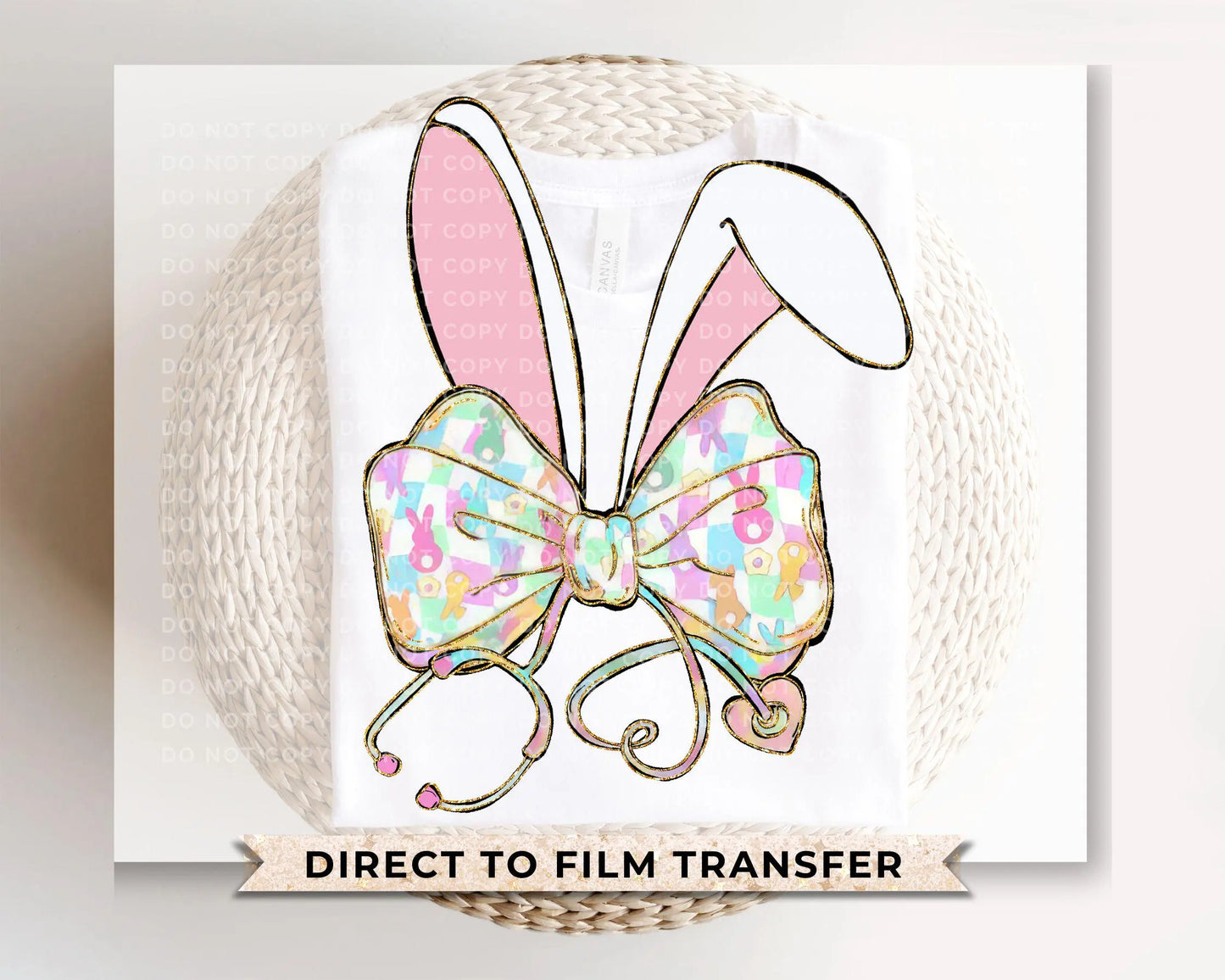 Easter DTF Transfer, Ready to Press, T-shirt Transfer, Heat Transfer, Direct to Film, Holiday, Pink, CNA, Nurse Gift, Coquette Nurse Easter