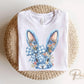Easter DTF Transfer, Ready to Press, T-shirt Transfer, Heat Transfer, Direct to Film, Rabbit, Girly, Bow Easter, Coquette Blue Floral Bunny