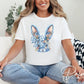 Easter DTF Transfer, Ready to Press, T-shirt Transfer, Heat Transfer, Direct to Film, Rabbit, Girly, Bow Easter, Coquette Blue Floral Bunny