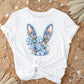 Easter DTF Transfer, Ready to Press, T-shirt Transfer, Heat Transfer, Direct to Film, Rabbit, Girly, Bow Easter, Coquette Blue Floral Bunny