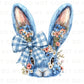 Easter DTF Transfer, Ready to Press, T-shirt Transfer, Heat Transfer, Direct to Film, Rabbit, Girly, Bow Easter, Coquette Blue Floral Bunny