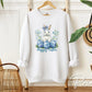 Easter DTF Transfer, Ready to Press, T-shirt Transfer, Heat Transfer, Direct to Film, Rabbit, Girly, Bow Easter, Coquette Blue Floral Bunny