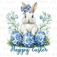 Easter DTF Transfer, Ready to Press, T-shirt Transfer, Heat Transfer, Direct to Film, Rabbit, Girly, Bow Easter, Coquette Blue Floral Bunny