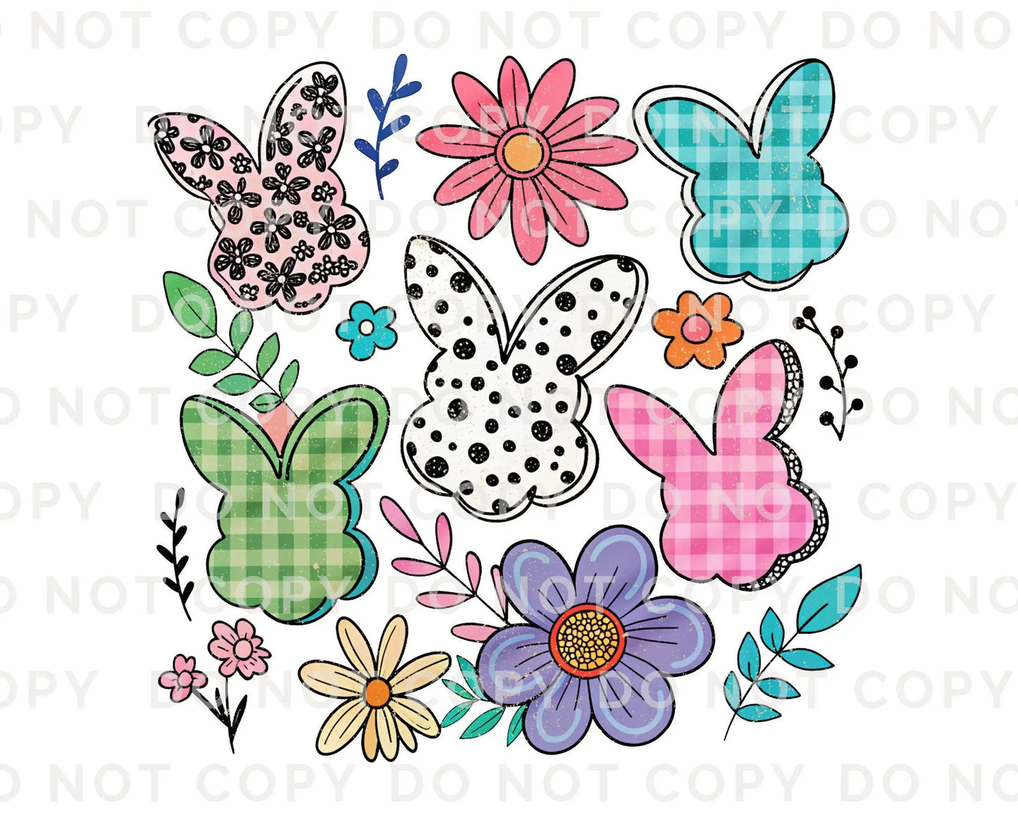 Easter DTF Transfer, Ready to Press, T-shirt Transfer, Heat Transfer, Direct to Film, Floral, Spring, Rabbit, Boho, Coquette Floral Bunnies