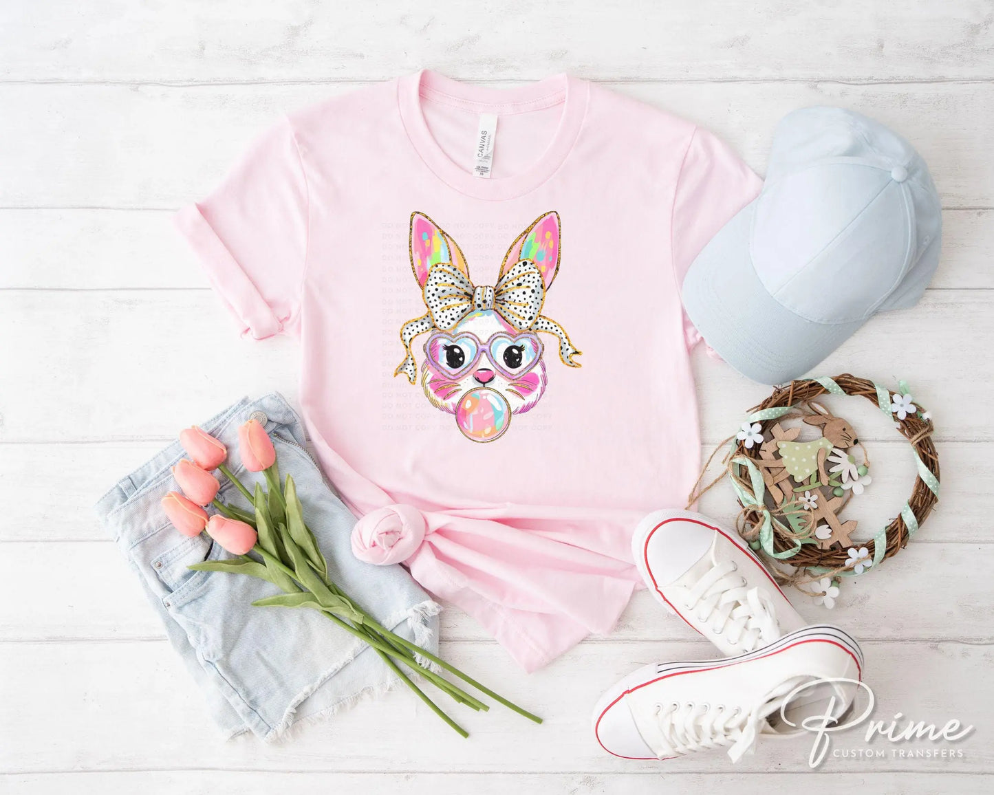 Easter DTF Transfer, Ready to Press, T-shirt Transfer, Heat Transfer, Direct to Film, Spring, Religious, Coquette Brushstroke Easter Bunny