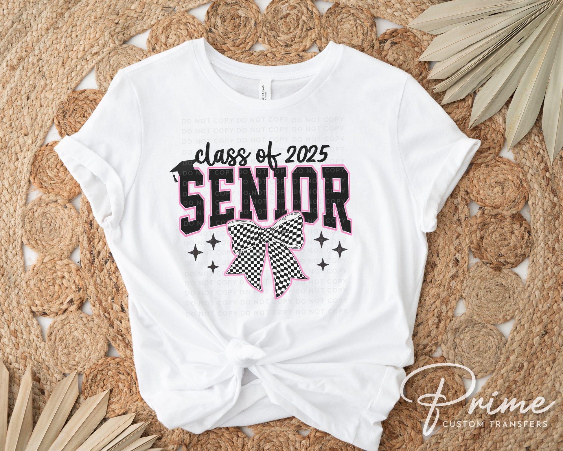 School DTF Transfer, Ready to Press, T-shirt Transfer, Direct to Film, Pink Bow, Graduation, Coquette Bow, High School Senior Class of 2025